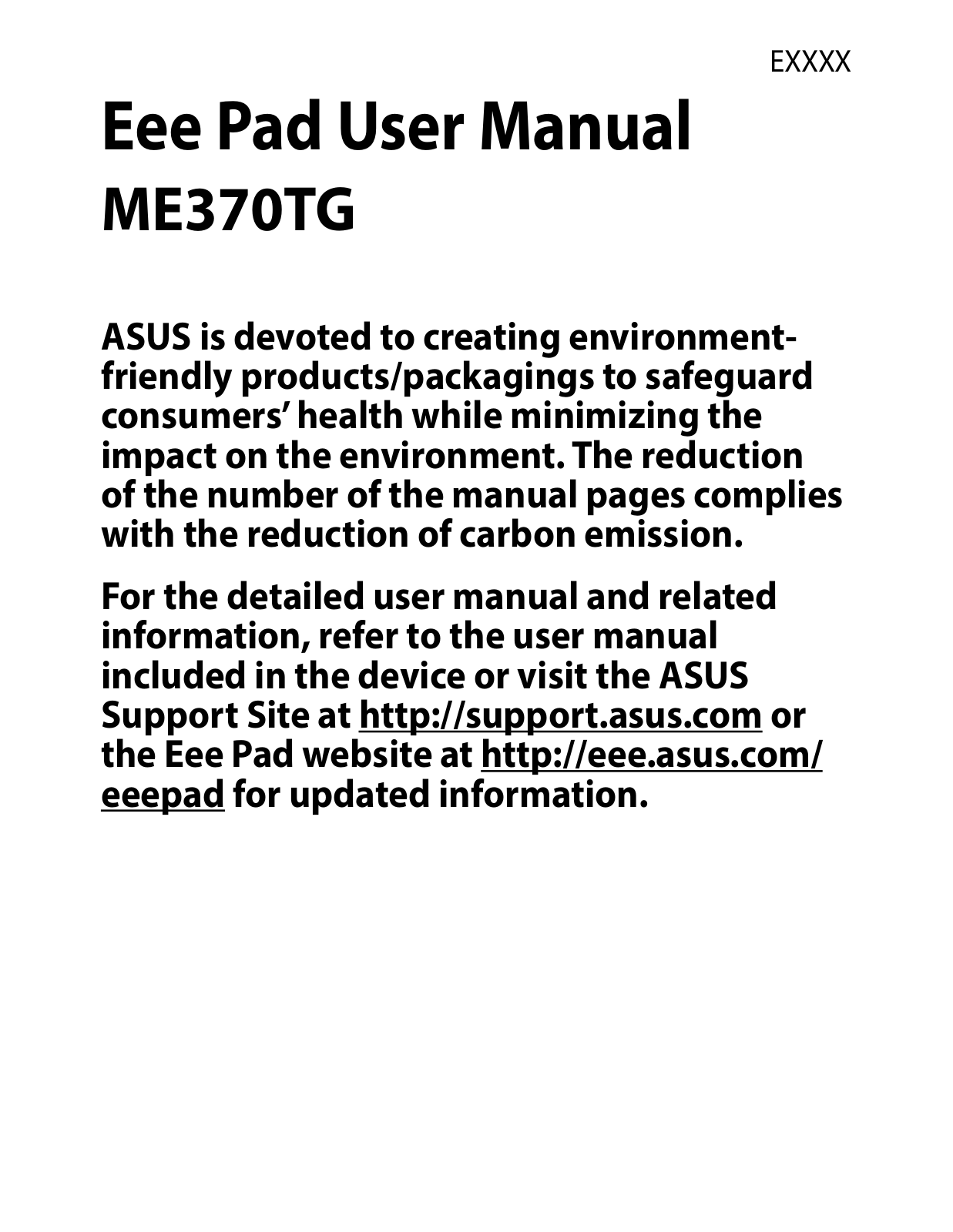 ASUS ME370TG User Manual