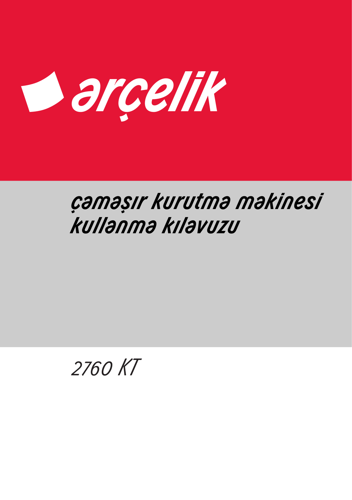 Arçelik 2760 KT User manual