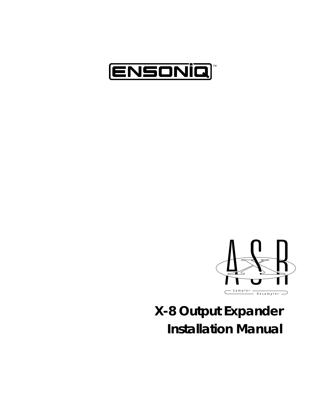 Ensoniq Corporation ASR X-8 User Manual