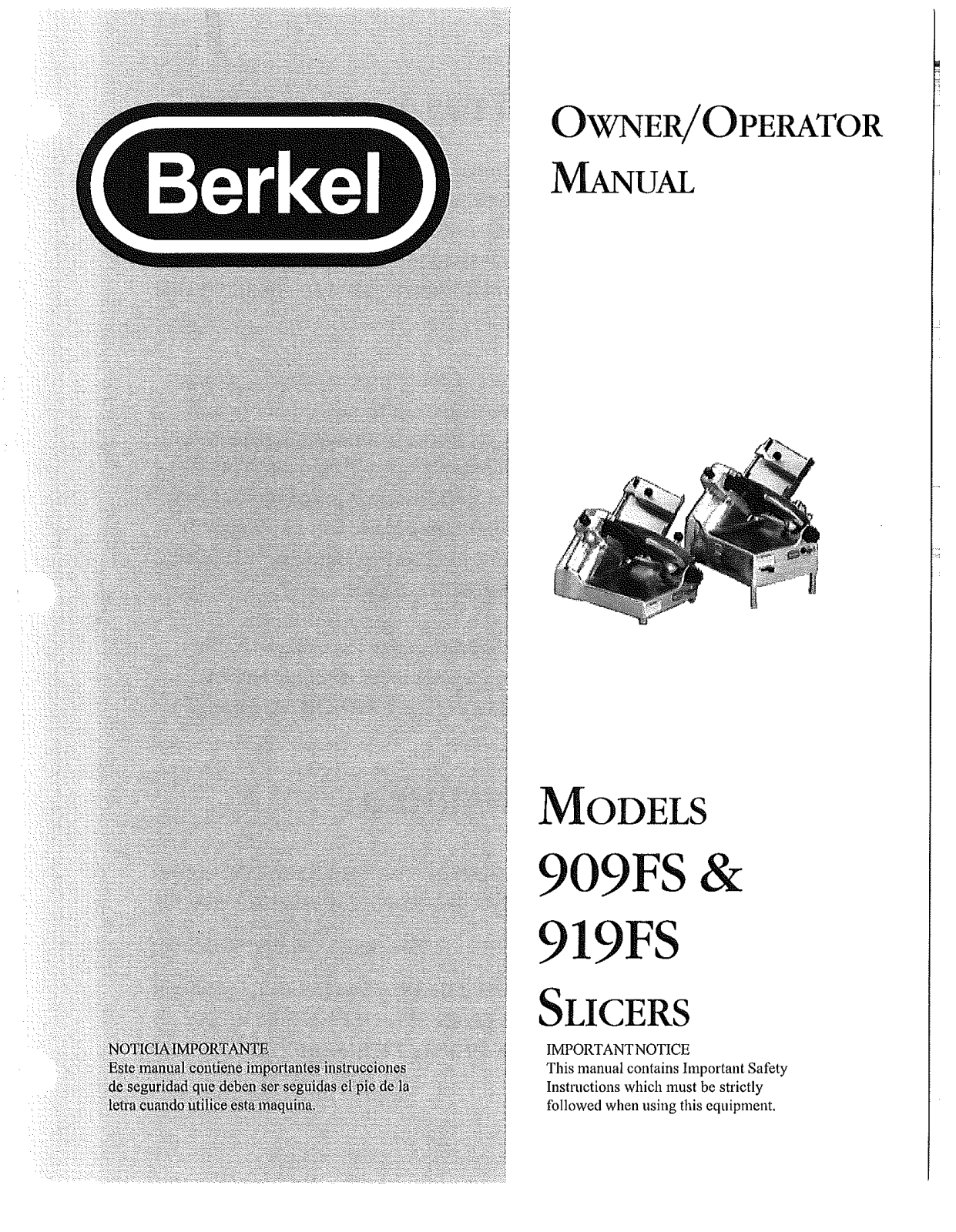 Berkel 919FS Owner’s Manual