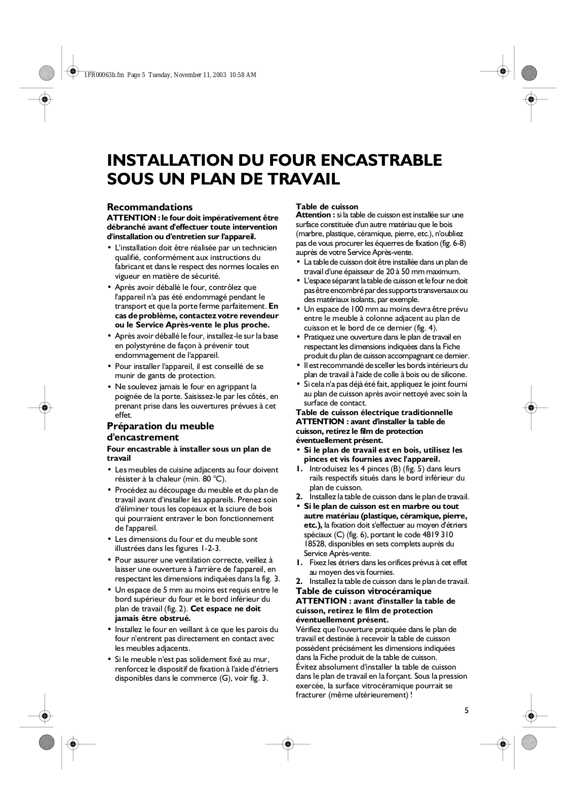 WHIRLPOOL AKZ 502 AV, AKZ 612 AL, AKZ 612 AV, AKZ 612 IX, AKZ 647 WH User Manual