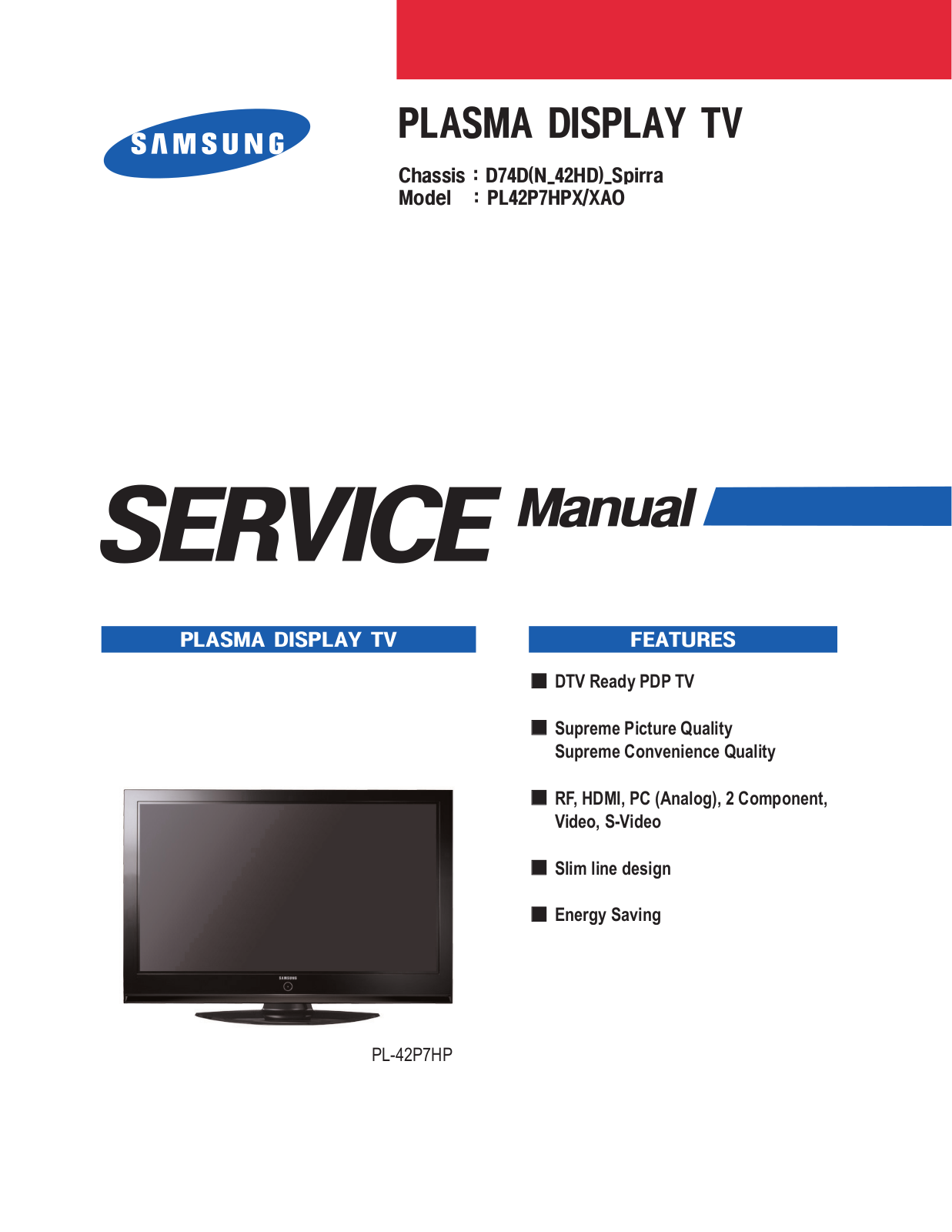 Samsung PL-42P7HP Schematic