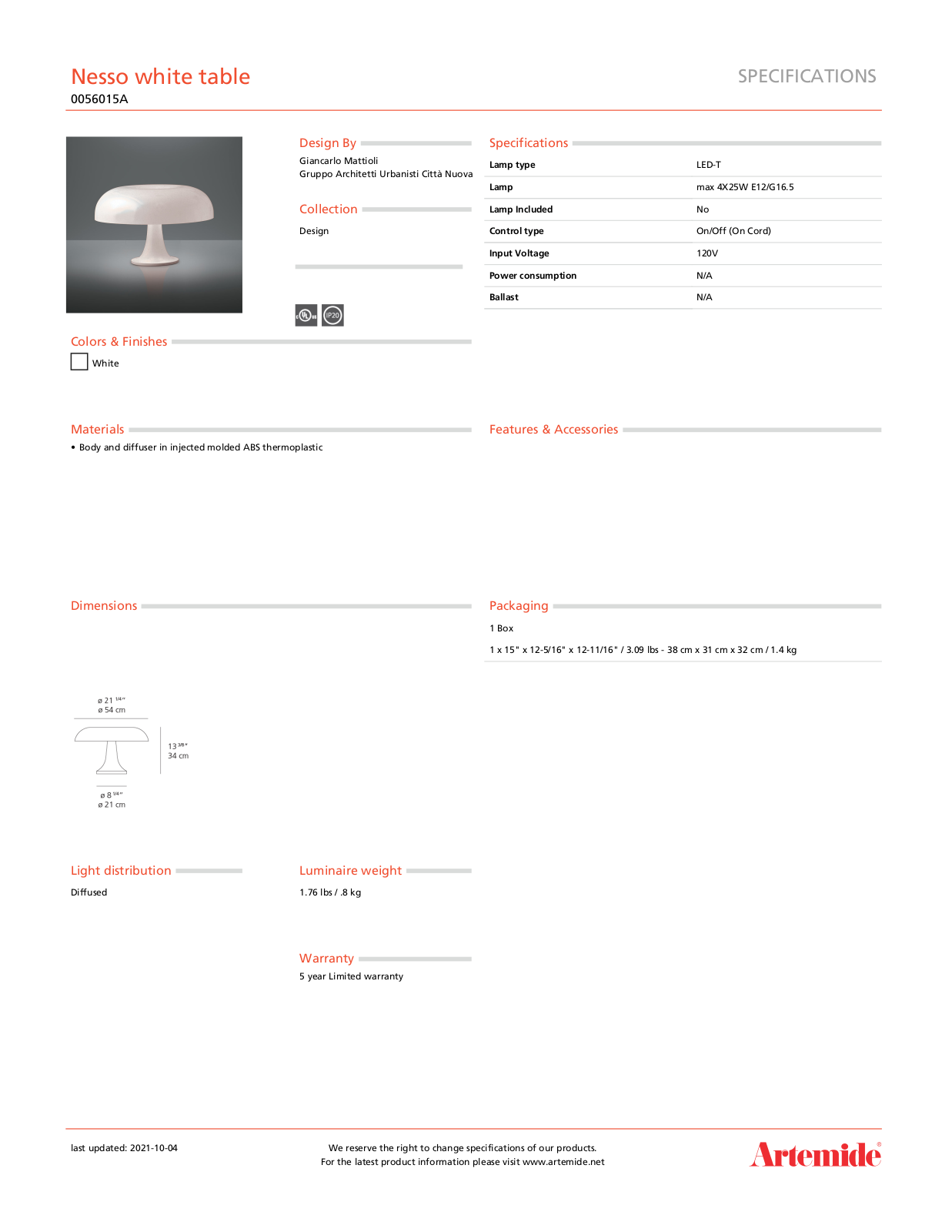 Artemide RTE1249 Specifications - ManualMachine.com