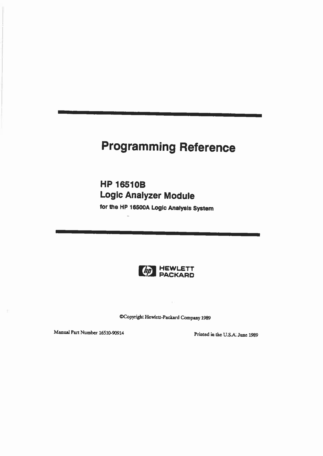 HP (Hewlett-Packard) 16510B User Manual