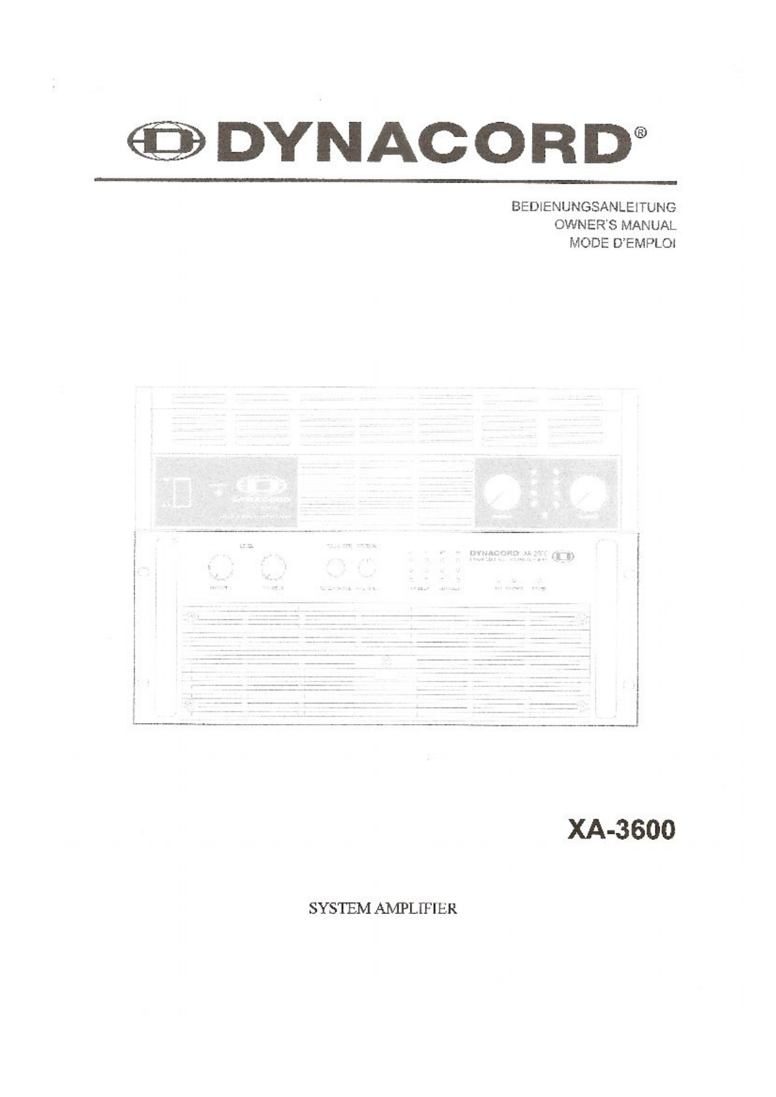 Dynacord XA-3600 User Manual