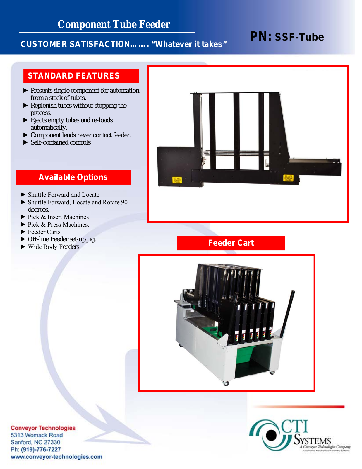 Conveyor Technologies TUBE FEEDER User Manual