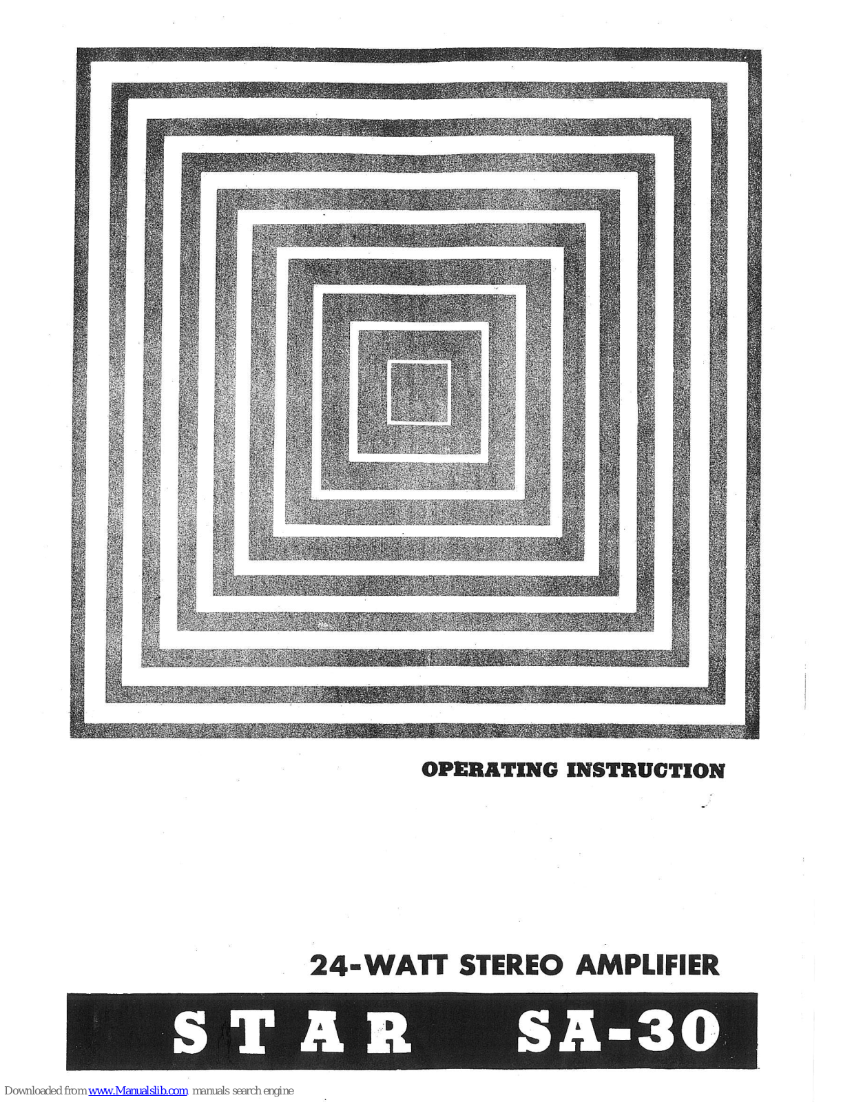 Star SA-30 Operating Instructions Manual