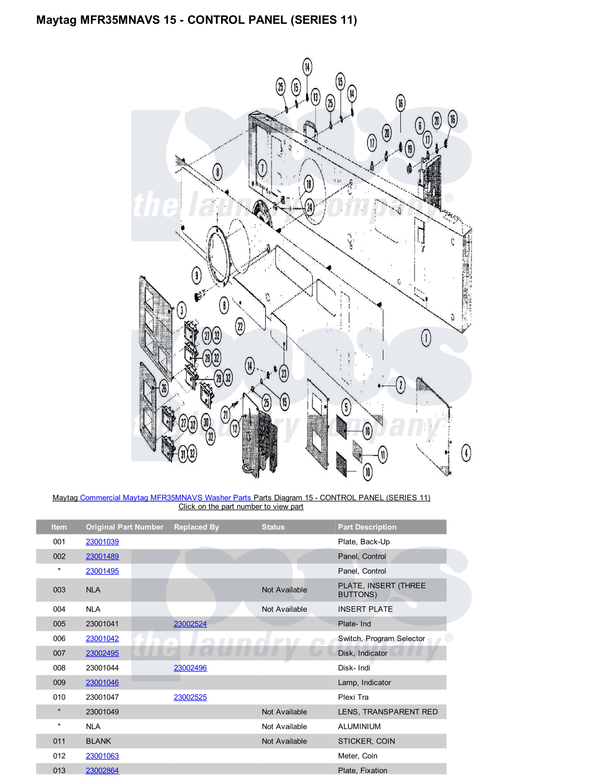 Maytag MFR35MNAVS Parts Diagram