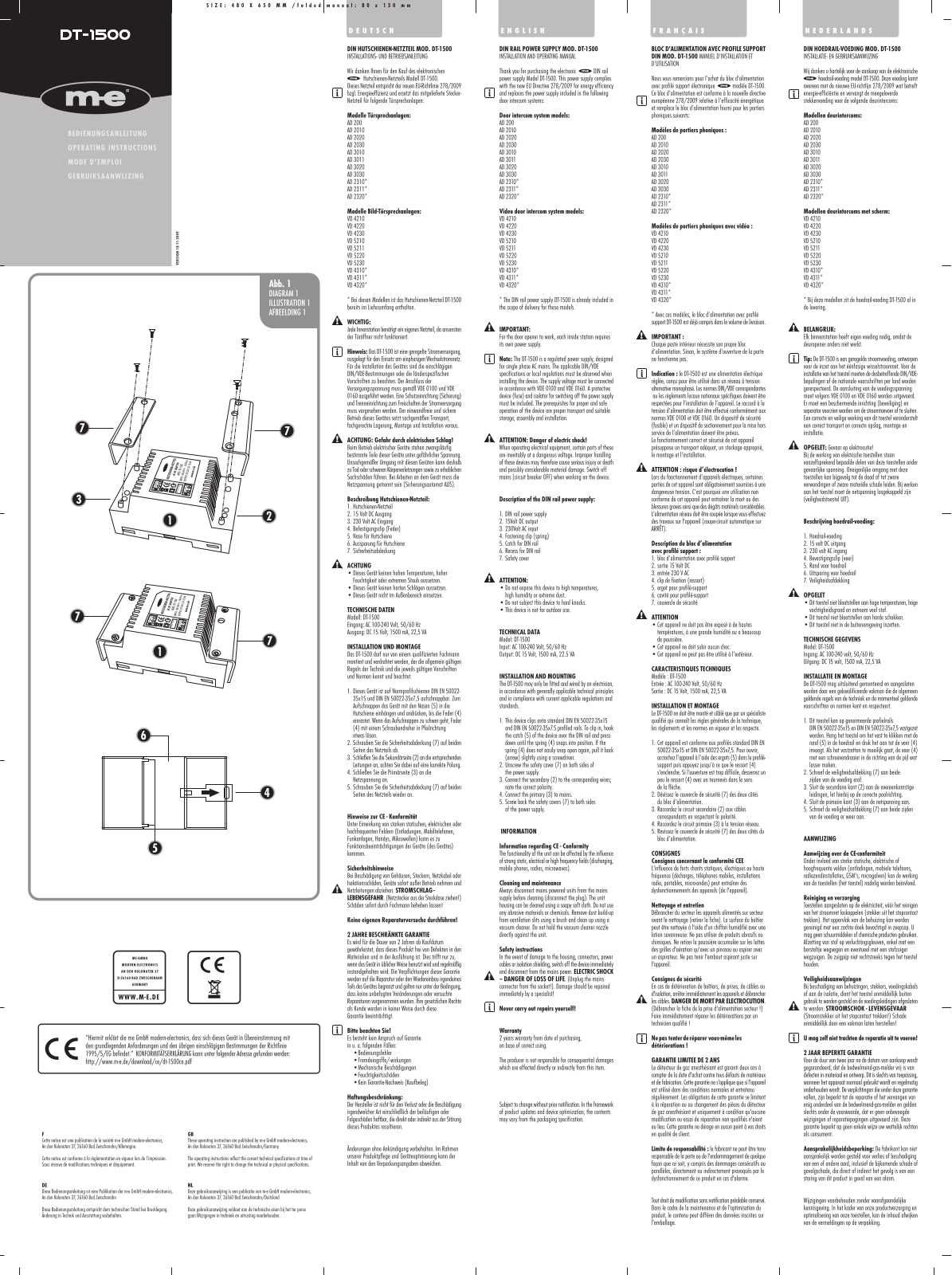 m-e modern-electronics DT-1500 Operating Instructions