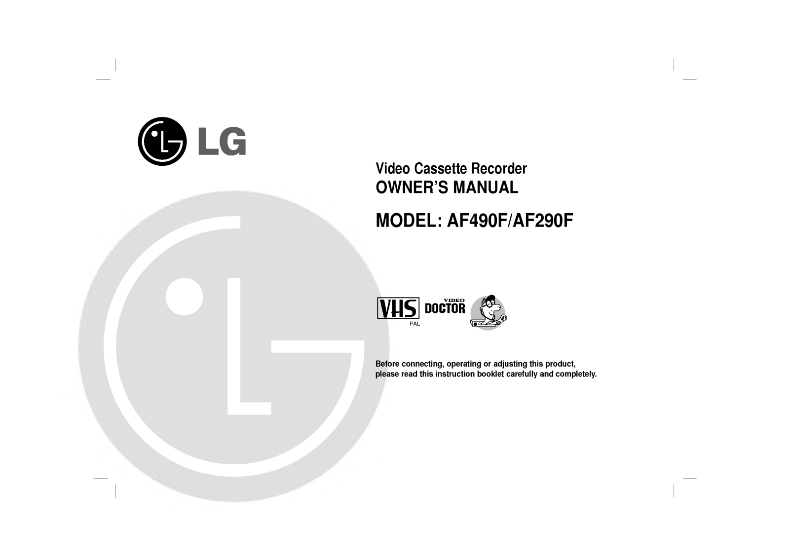 LG AF490W, AF290F, AF290W Manual