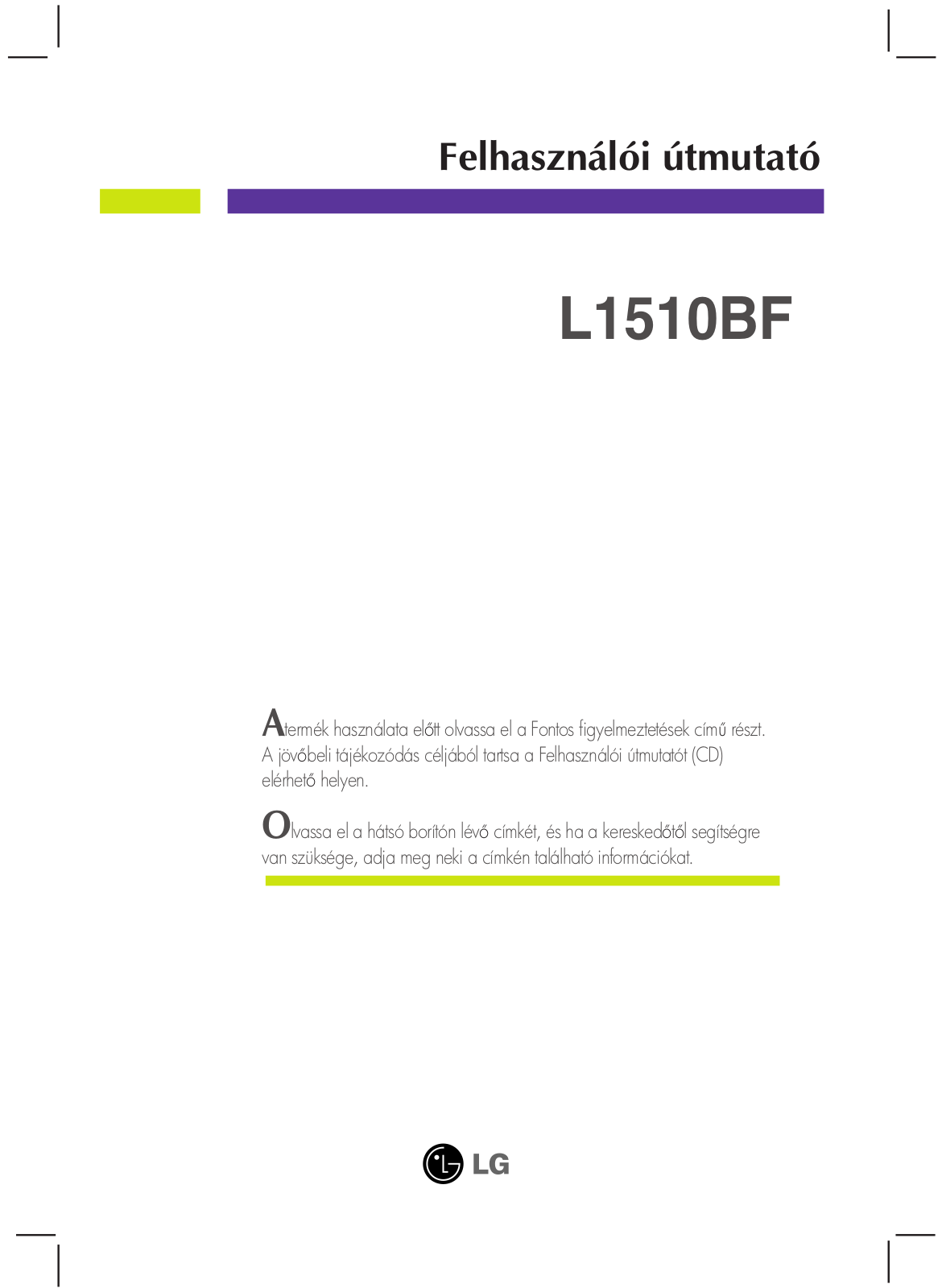 LG L1510BF-SV User manual