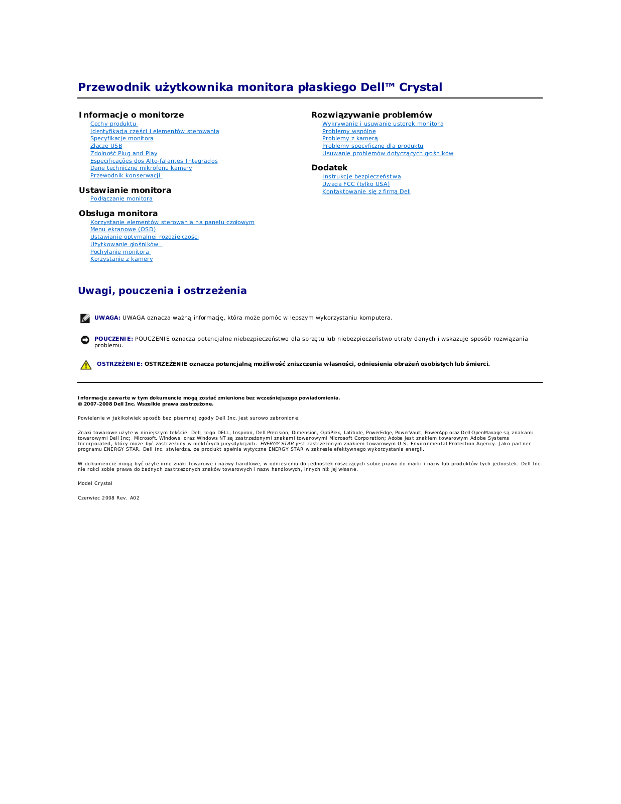 Dell Crystal Monitor User Manual