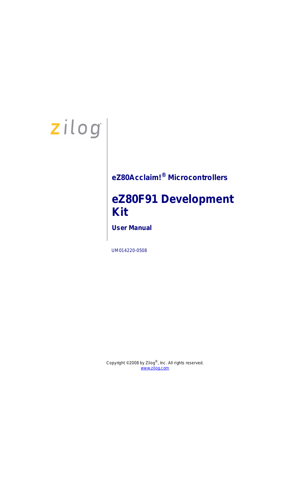 Zilog EZ80F91 User Manual