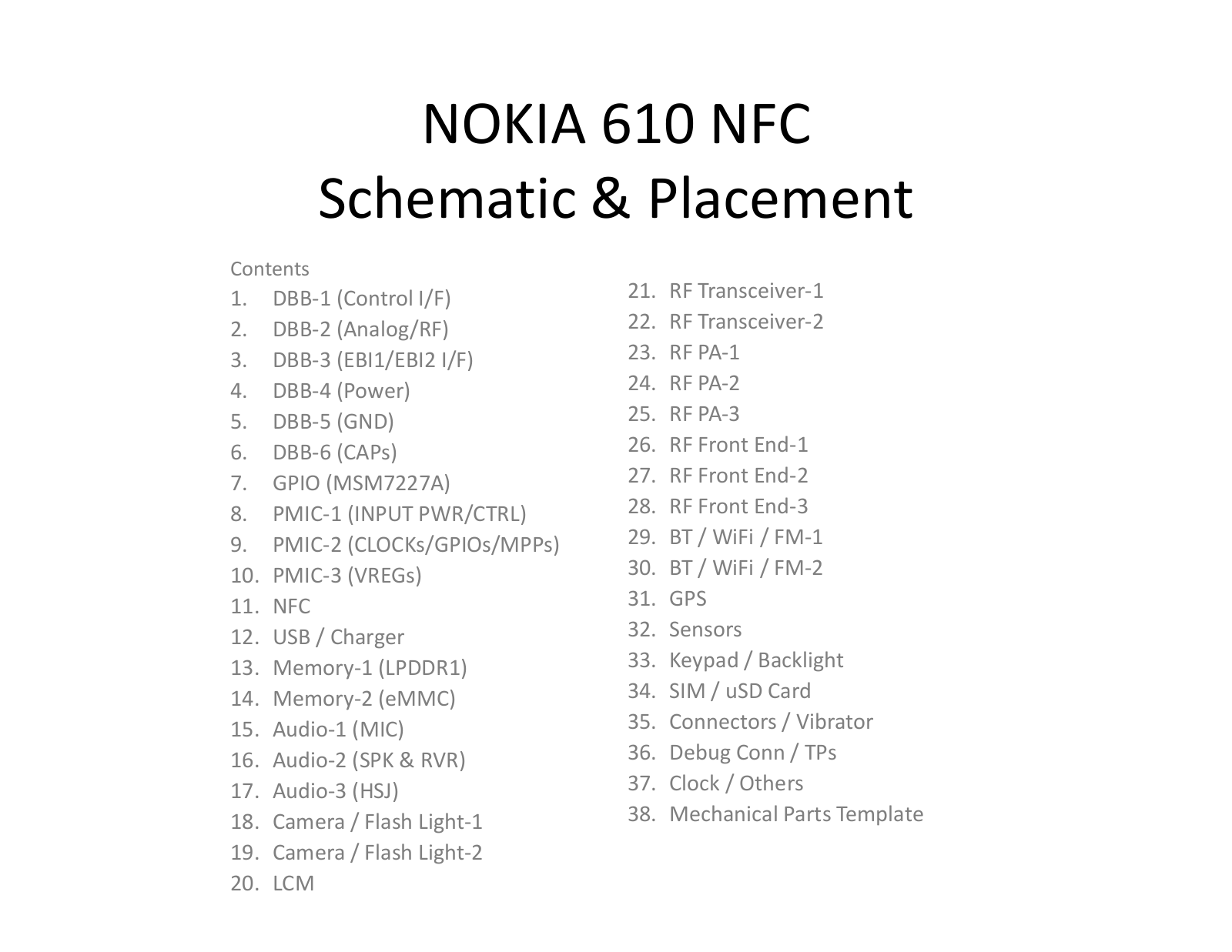 Nokia Lumia 610 NFC RM-849 Schematic