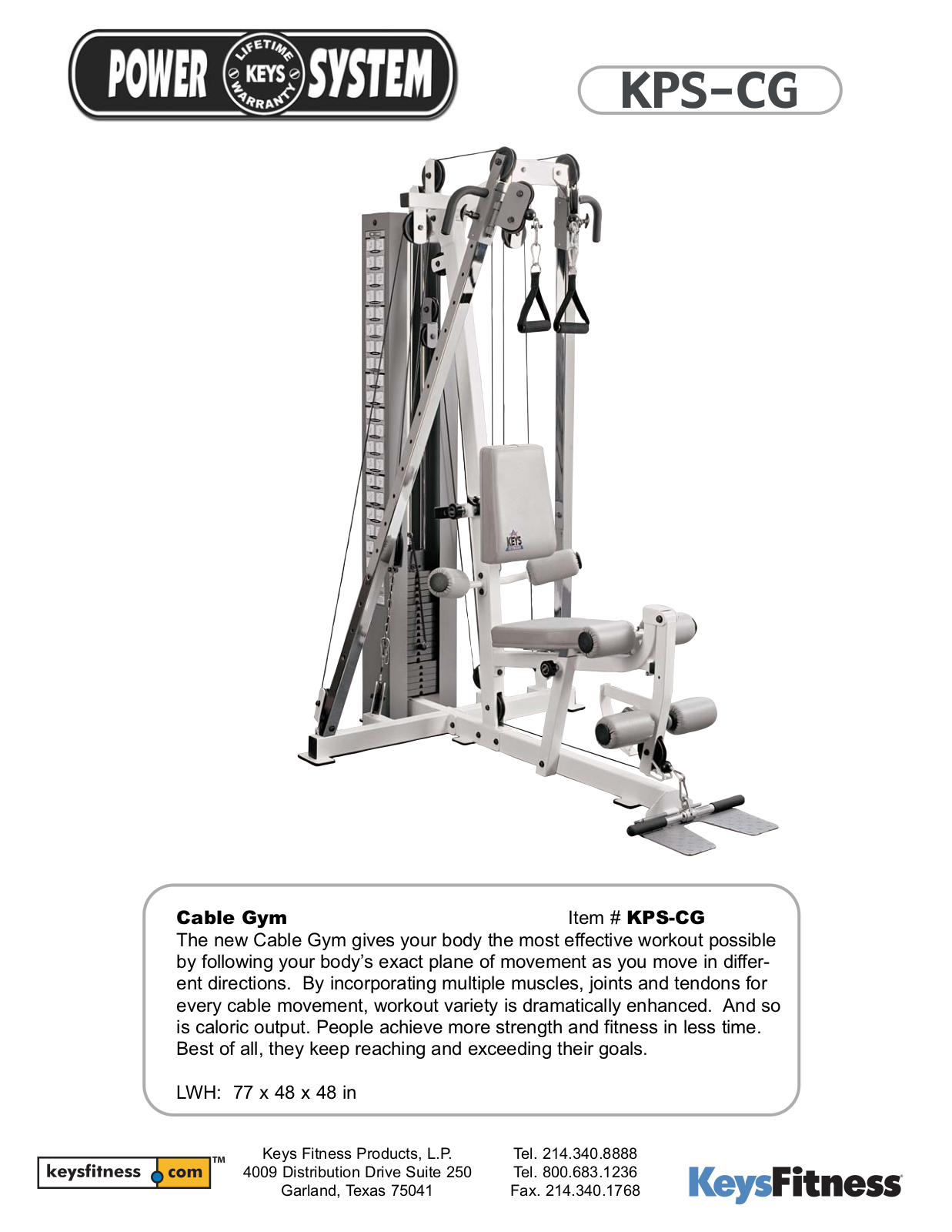 Keys Fitness KPS-CG User Manual