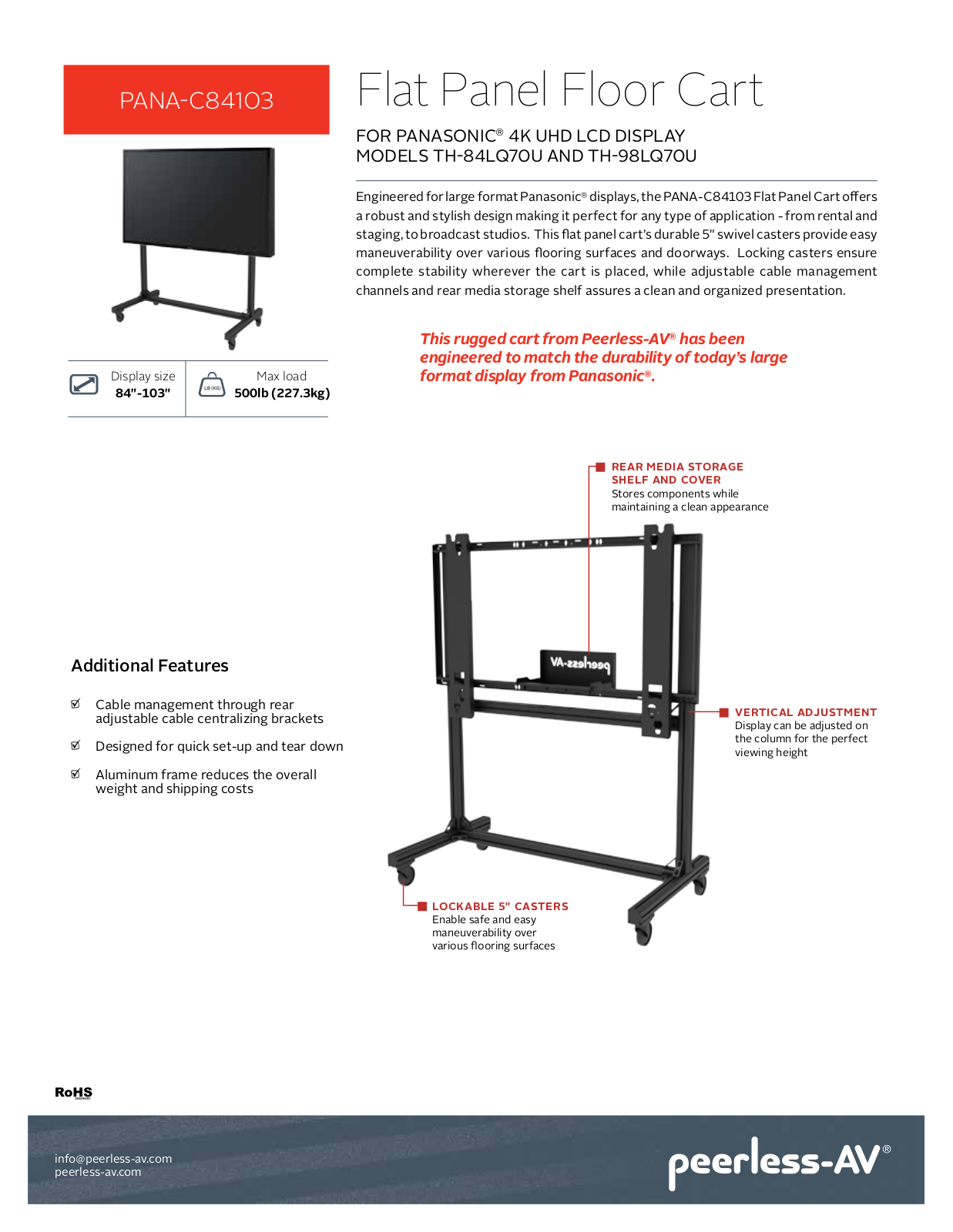 Peerless-AV PANA-C84103 Specsheet