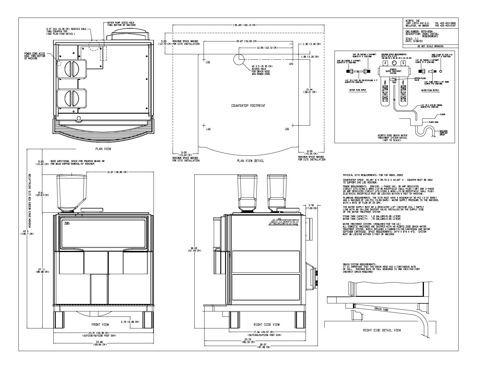 Acorto 2500i Specifications