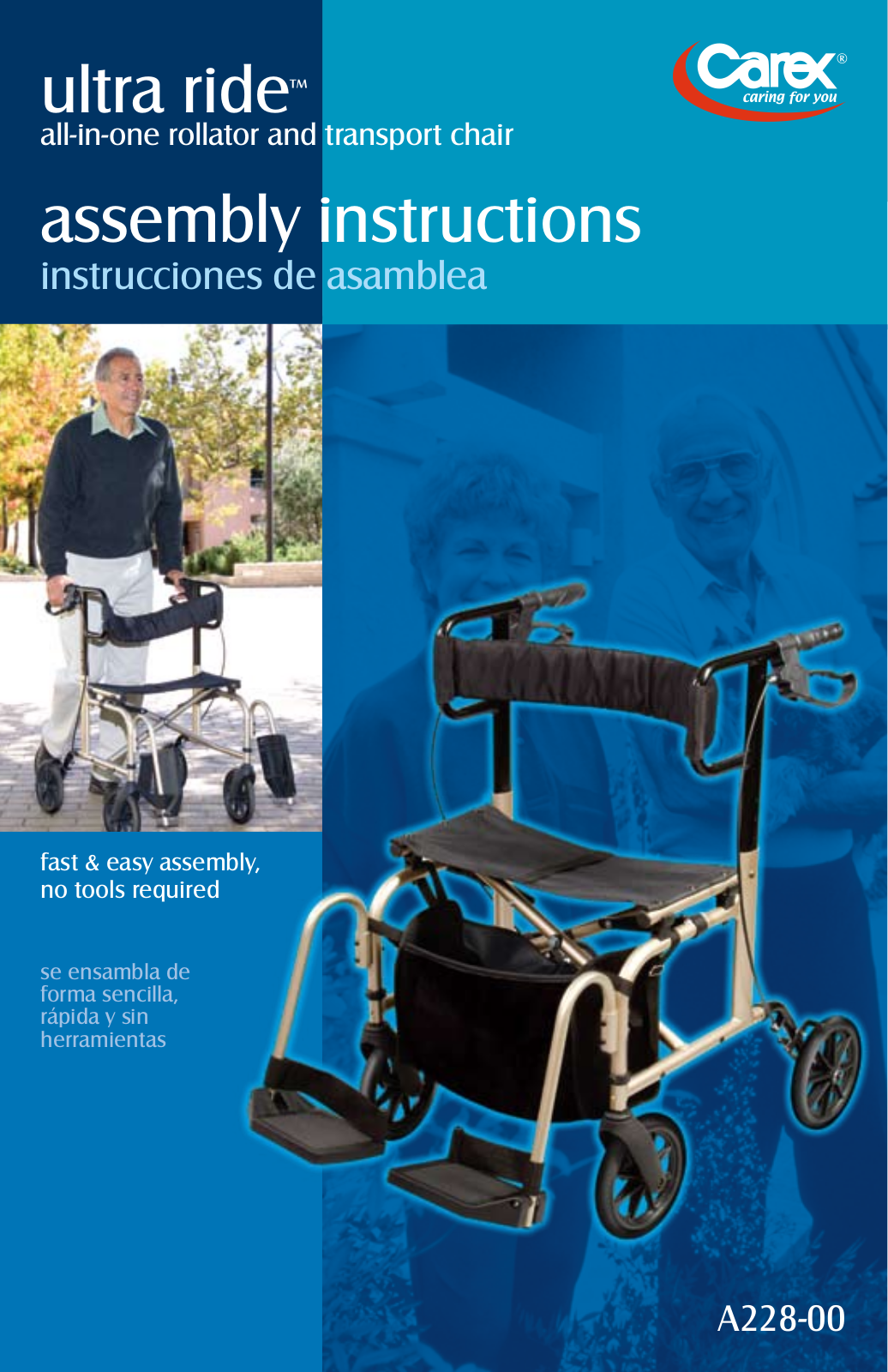 Activeforever Carex Ultra Ride Rollator Transport Chair User Manual