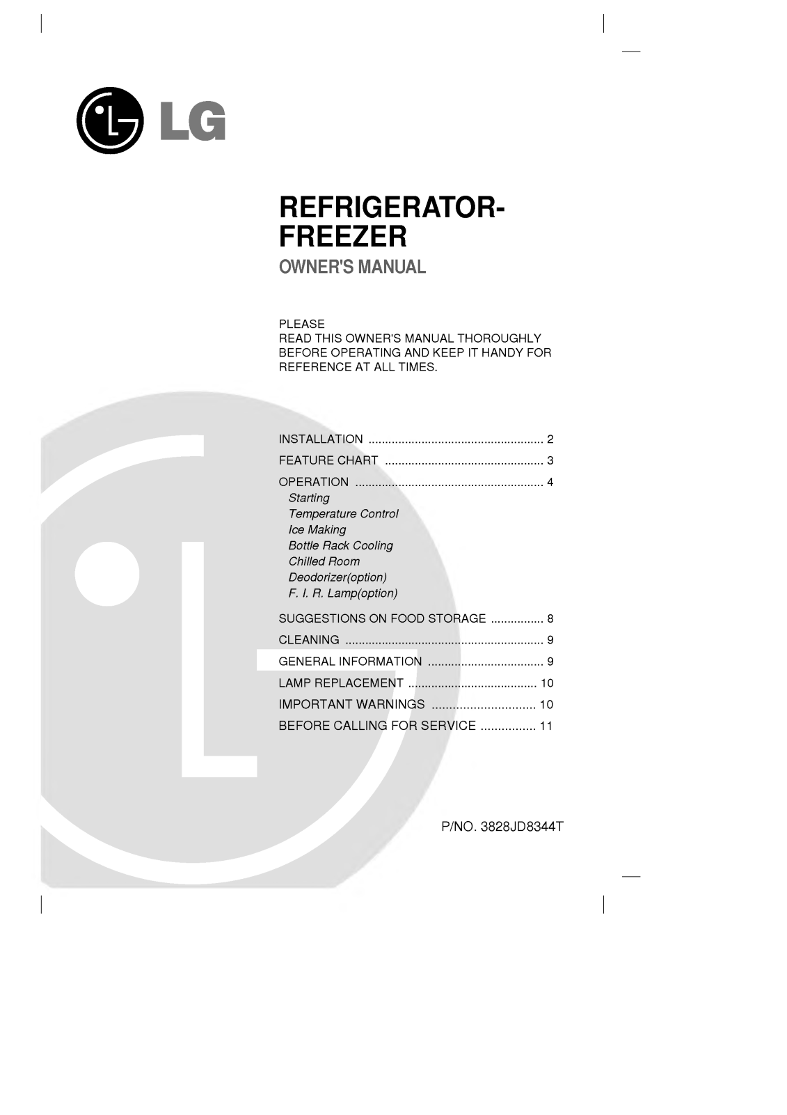 LG GR-T382G User Manual