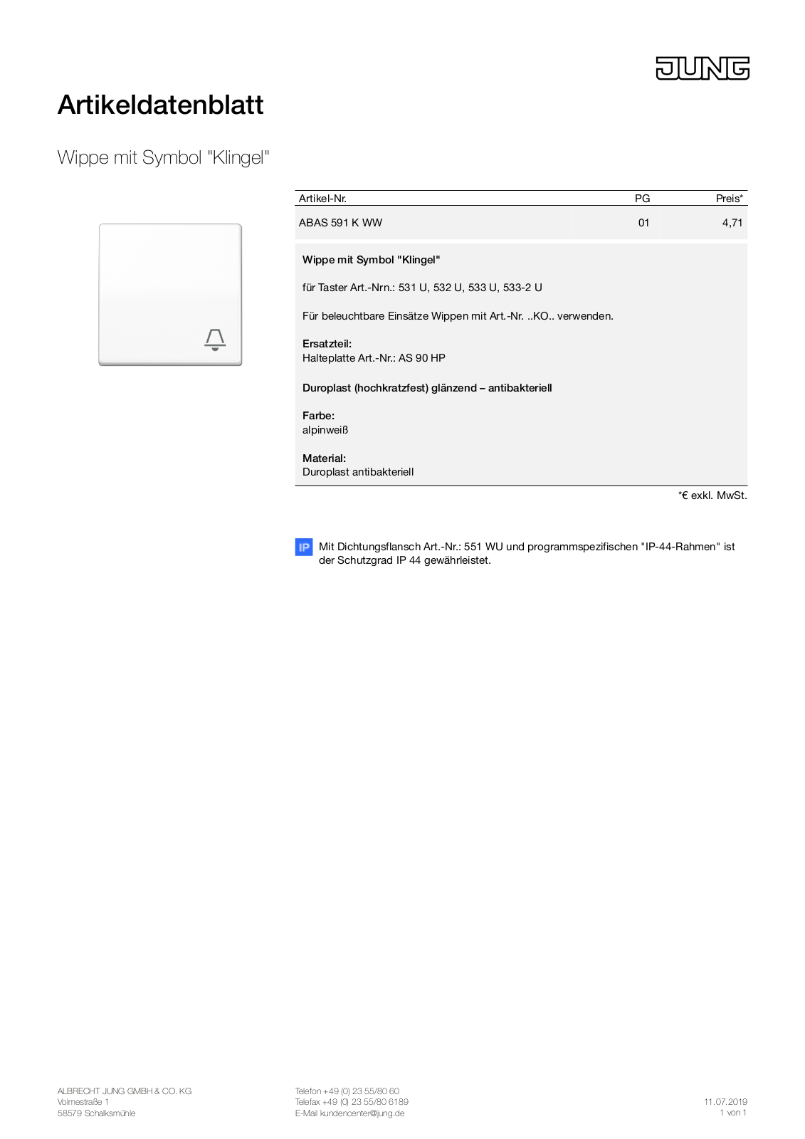 Jung ABAS 591 K WW User Manual