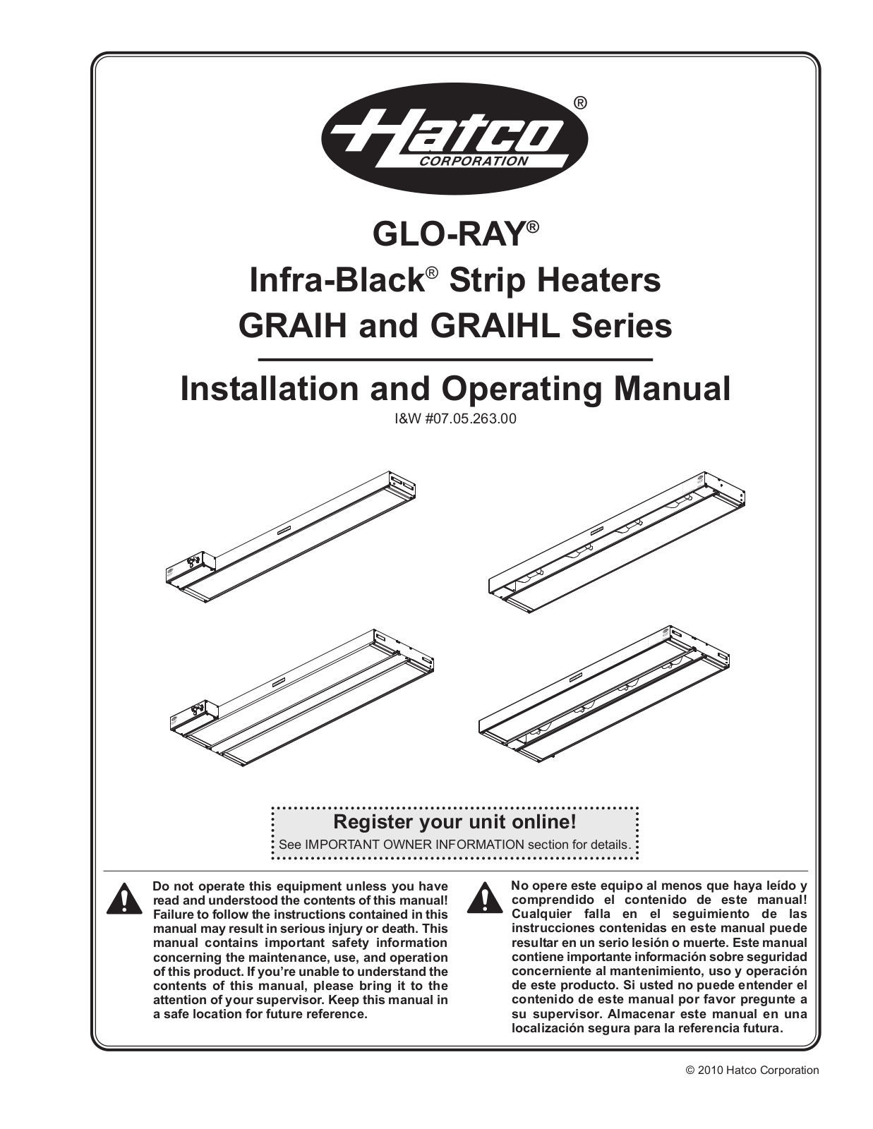 Hatco GRAIH Series, GRAIHL Series Operation Manual