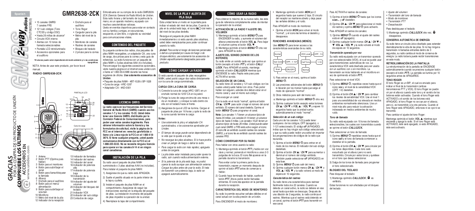 Uniden GMR2638-2CK Owner's Manual