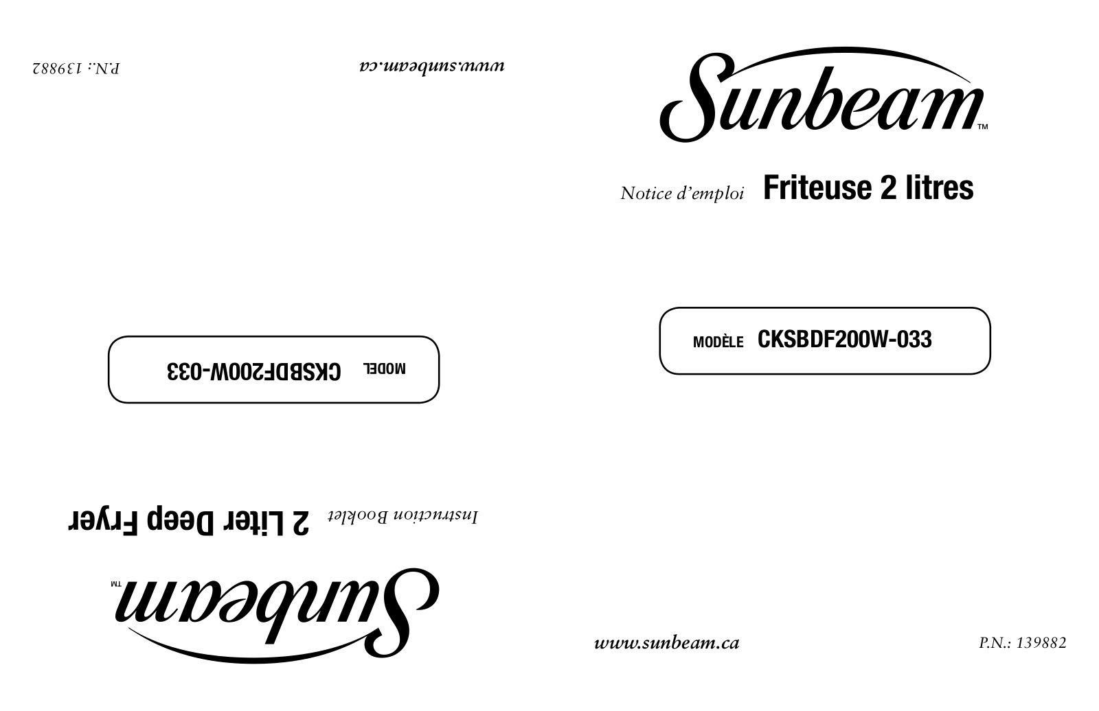 SUNBEAM CKSBDF200W-033 User Manual