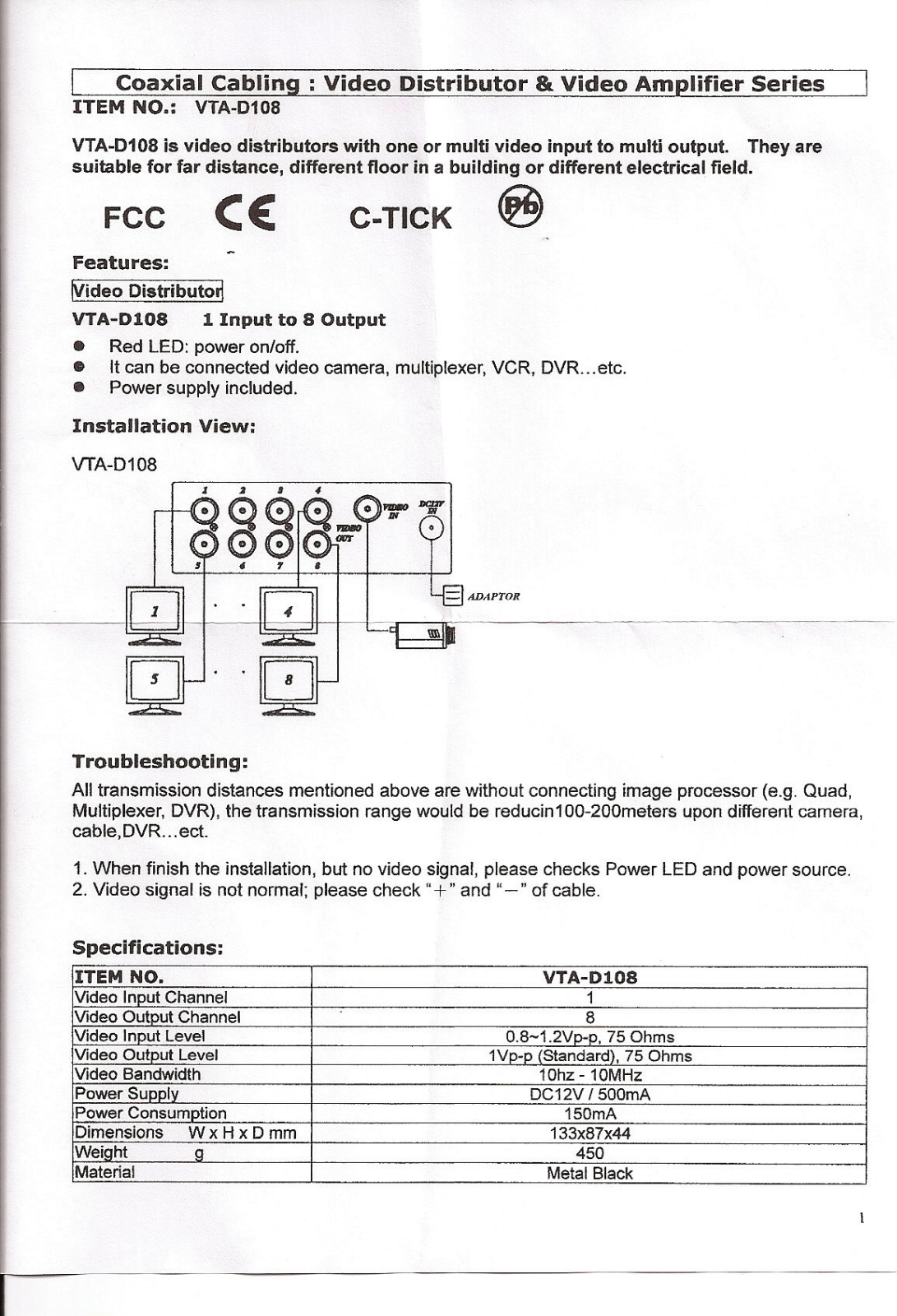 Vitek VTA-D108 User Manual