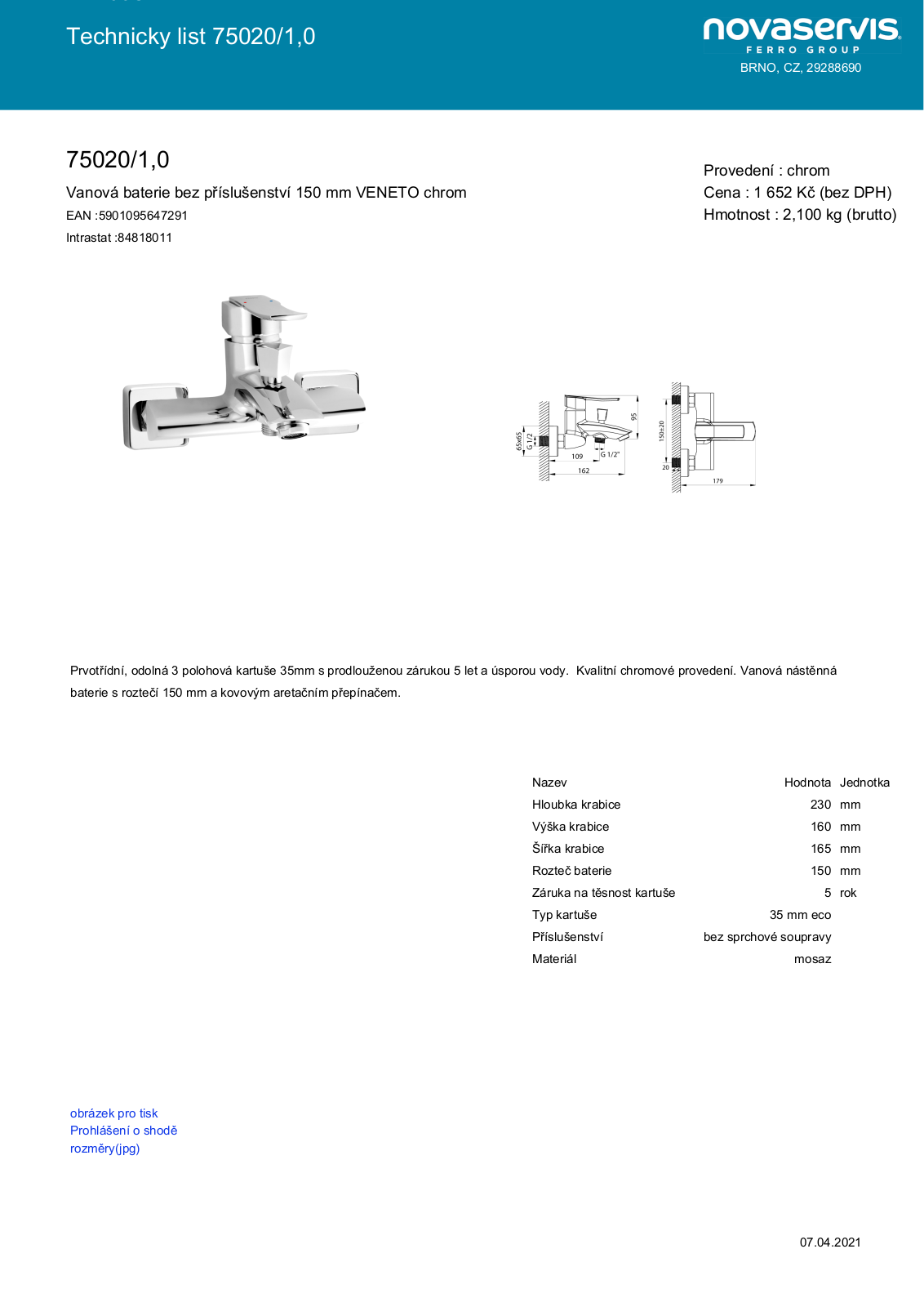 Novaservis 75020/1.0 User guide - ManualMachine.com
