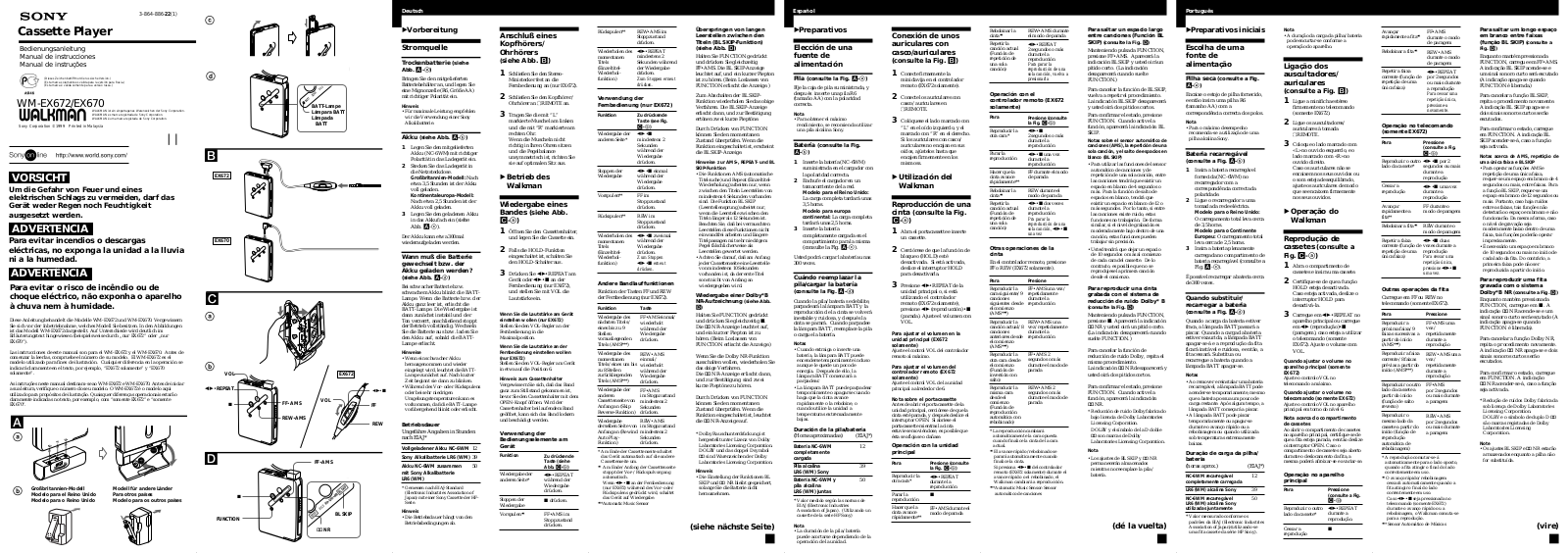 Sony WM-EX670, WM-EX672 User Manual