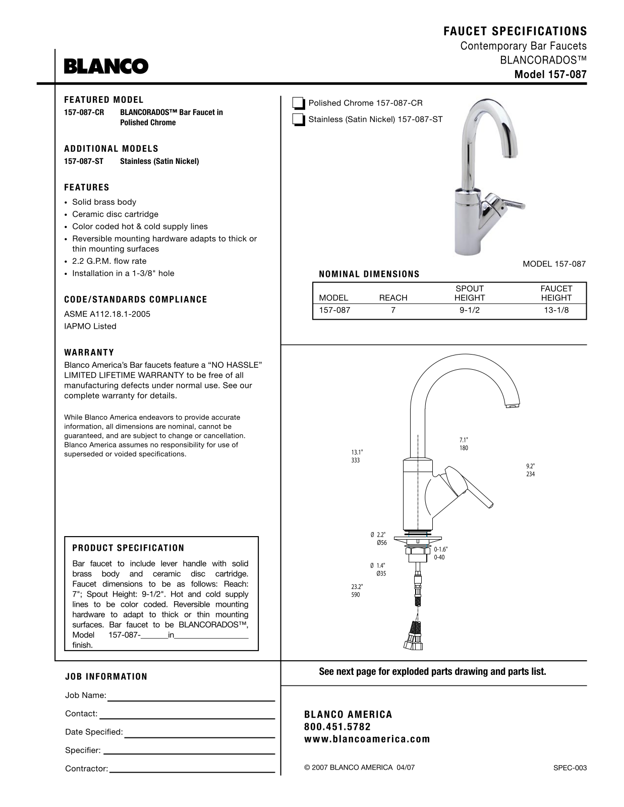 Blanco 157-087 User Manual