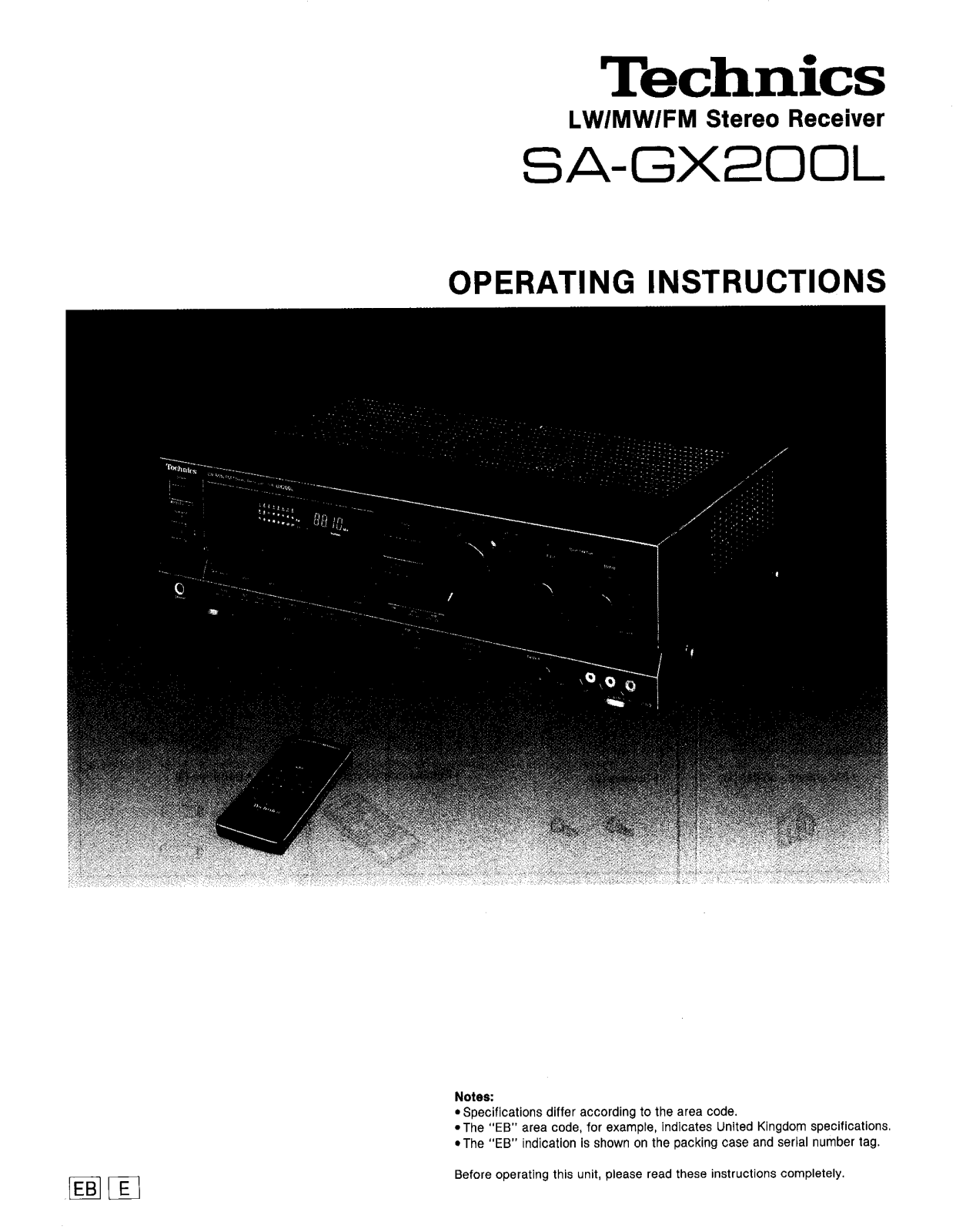 Panasonic SA-GX200L User Manual