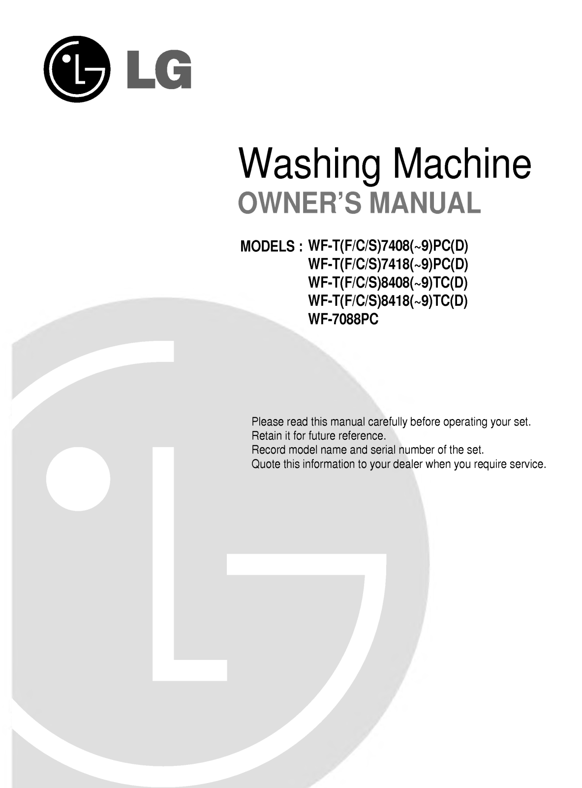 LG WF-7088PC User Manual