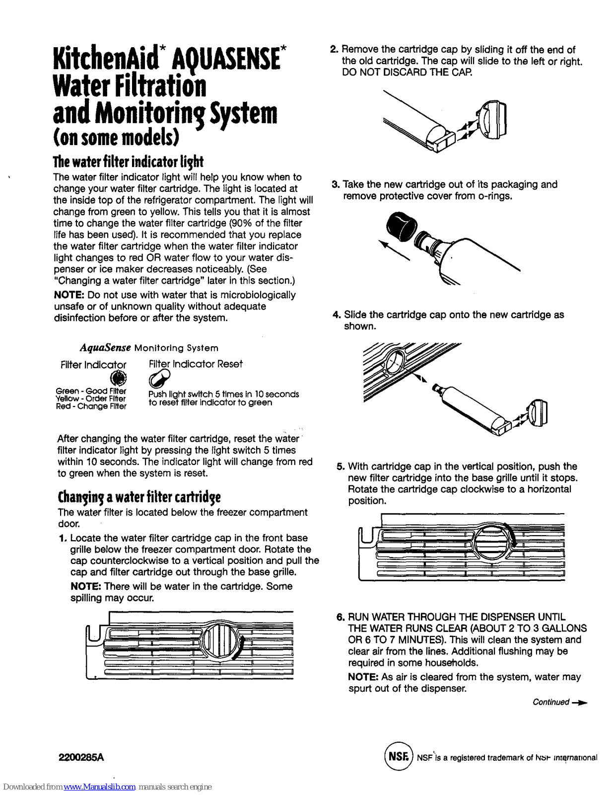 KitchenAid Aquasense filters, Aquasense Instructions Manual - ManualMachine.com