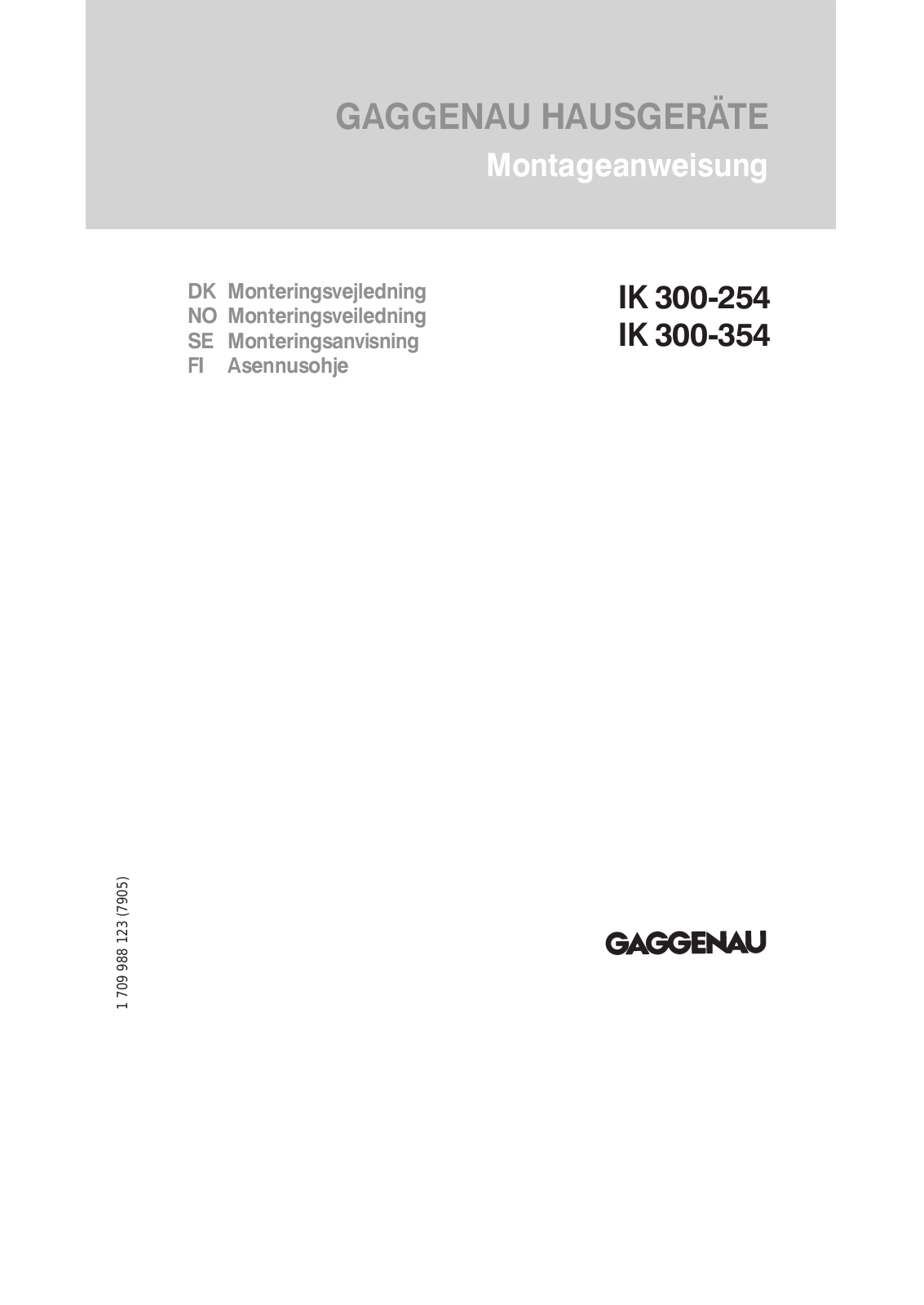 Gaggenau IK302254 User Manual