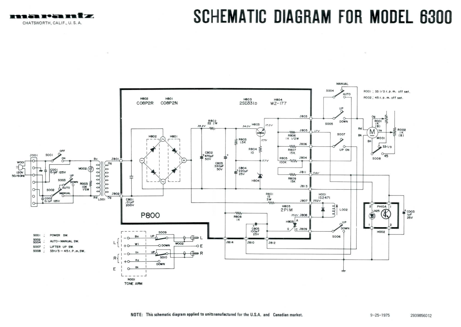 Marantz 6300 Schematic