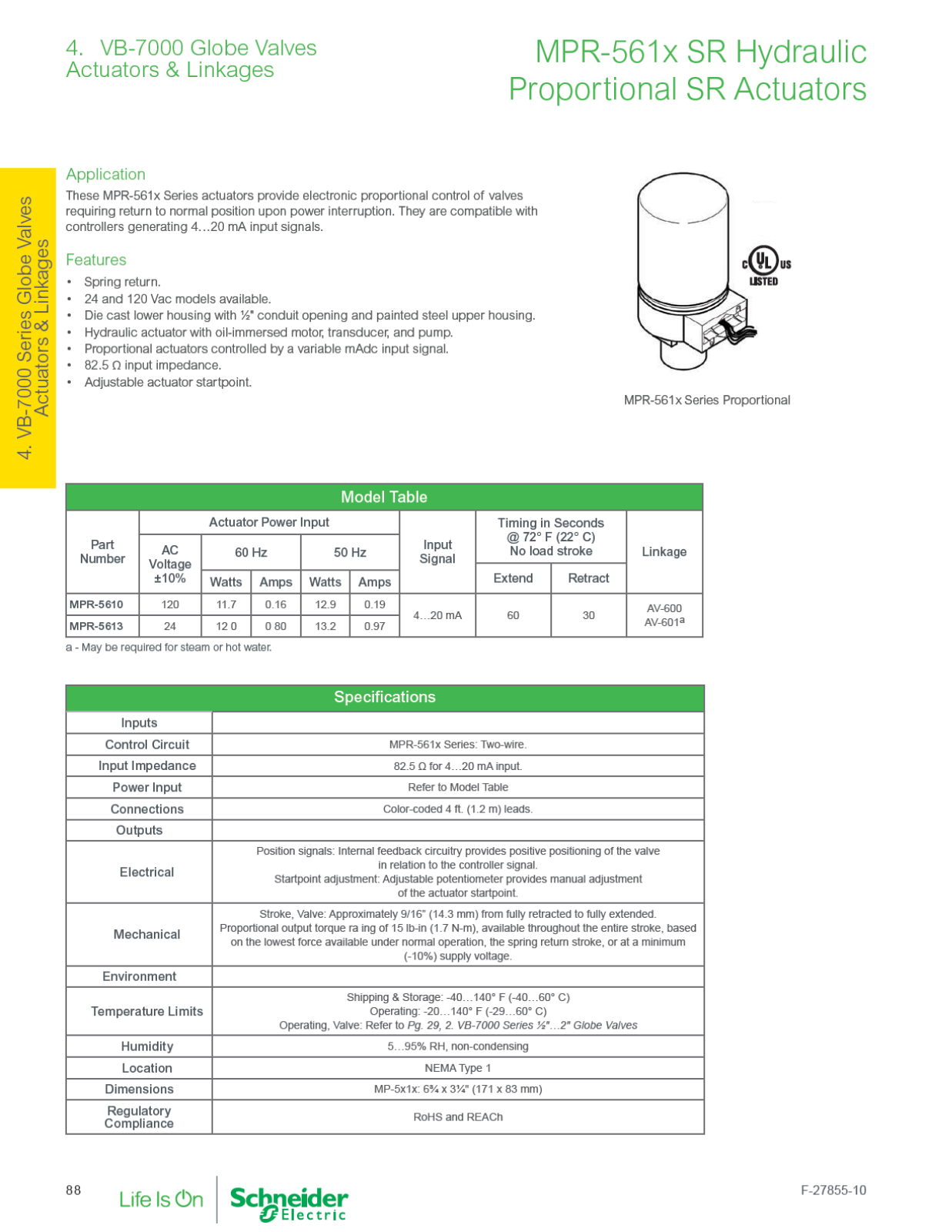 Schneider Electric MPR-5610 Catalog Page