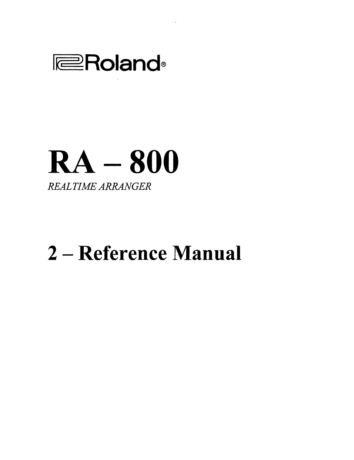 Roland RA 800 Service Manual