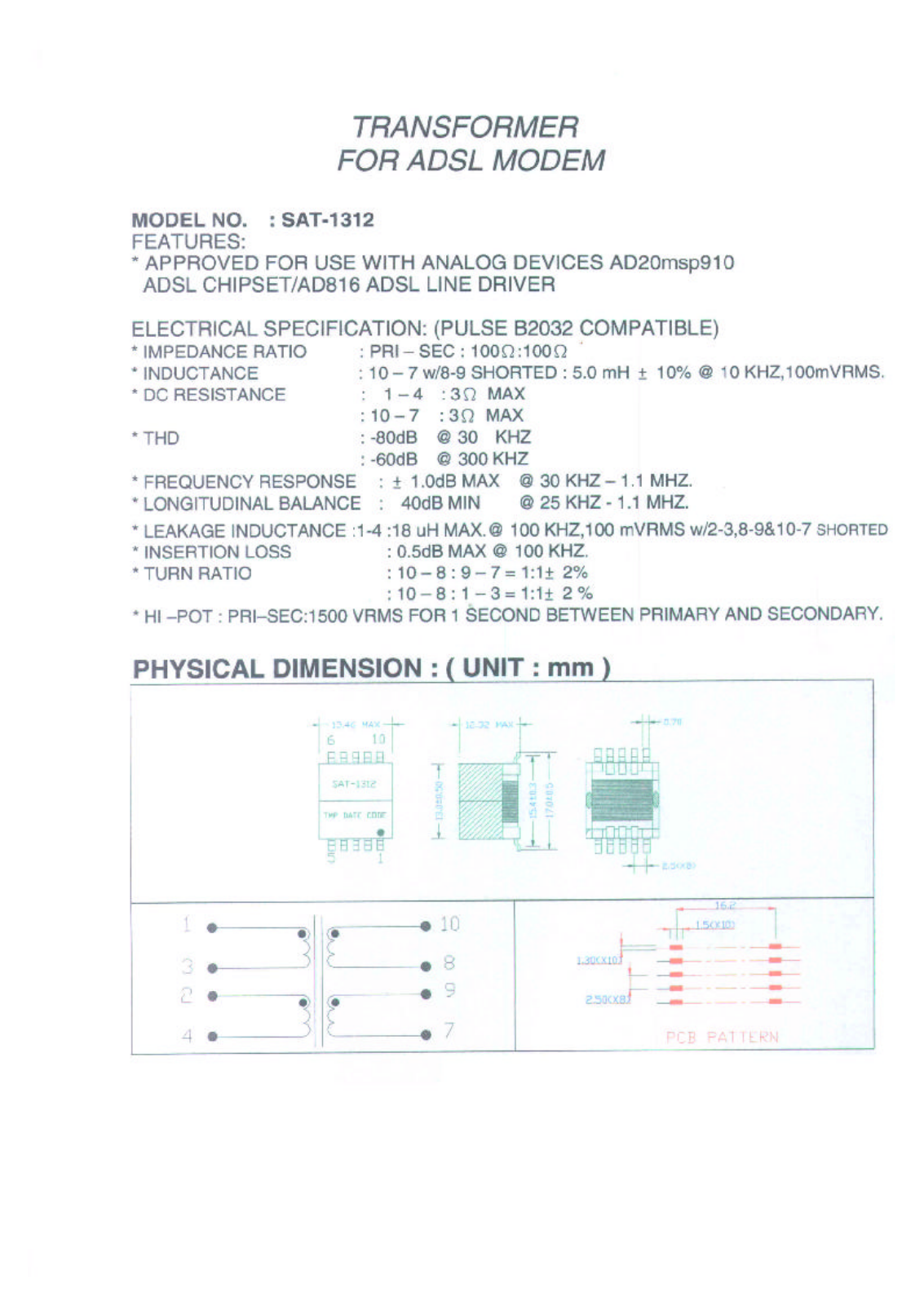 MICRO SAT-1312 Datasheet