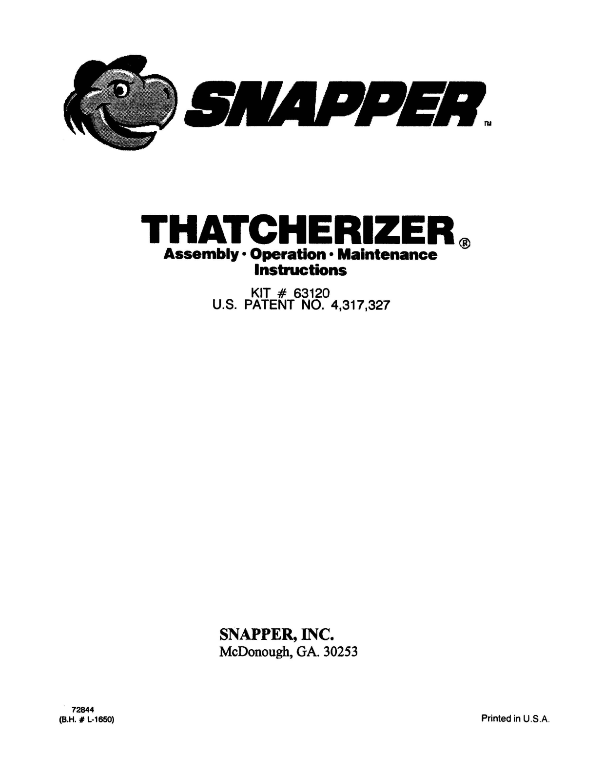 Snapper 63120 User Manual