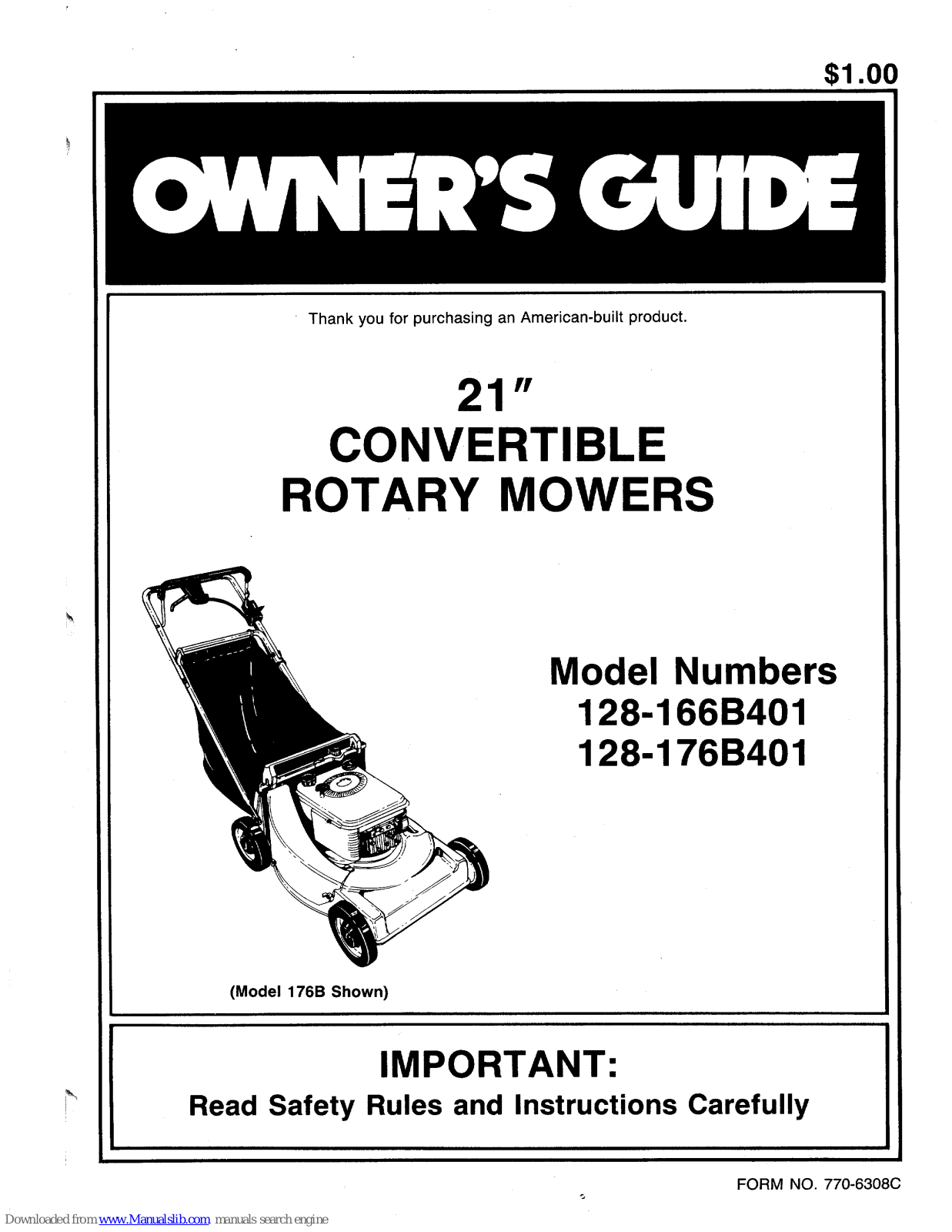 MTD 128-176B401 Owner's Manual