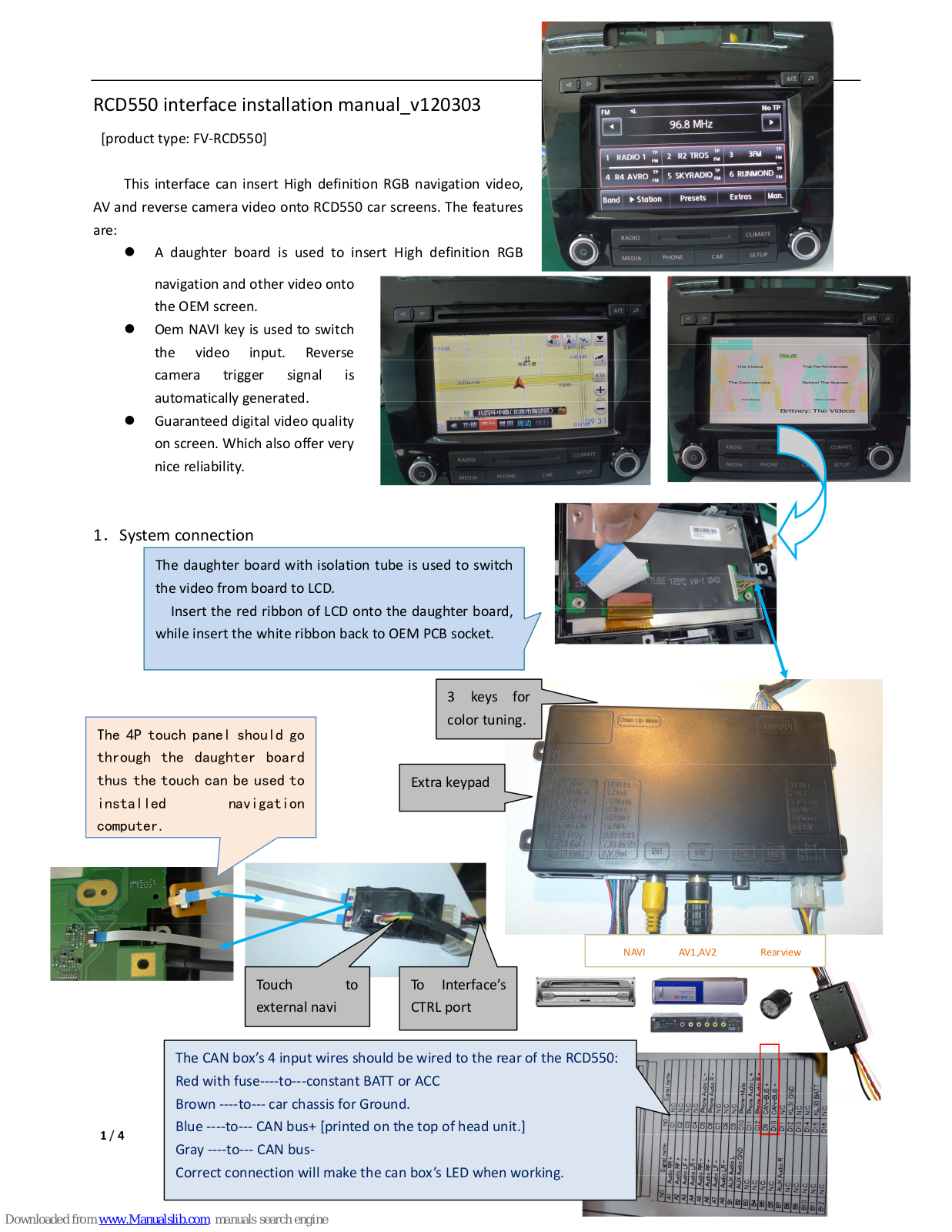 Volkswagen RCD550 Installation Manual