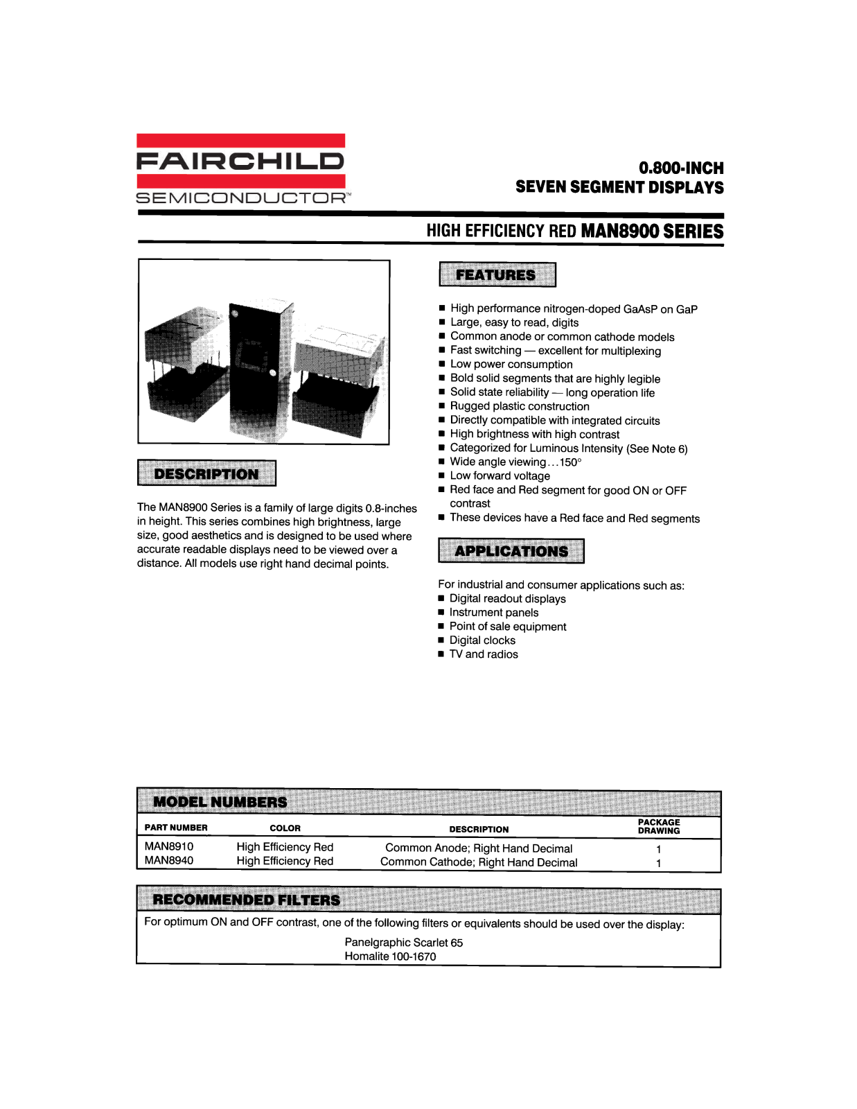 Fairchild Semiconductor MAN8910, MAN8940 Datasheet