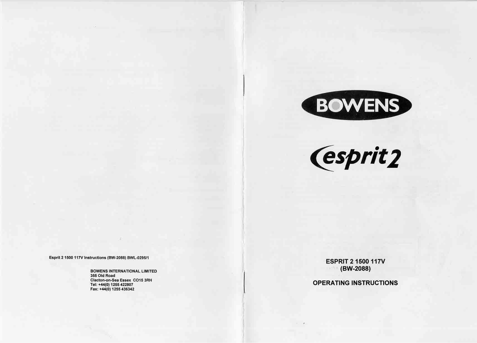 Bowens ESPRIT 1500 Manual