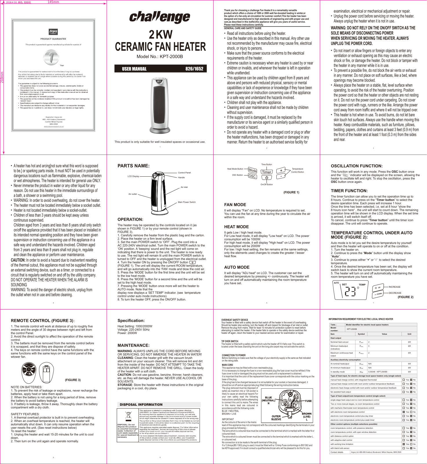 Challenge KPT-2000B Instruction manual