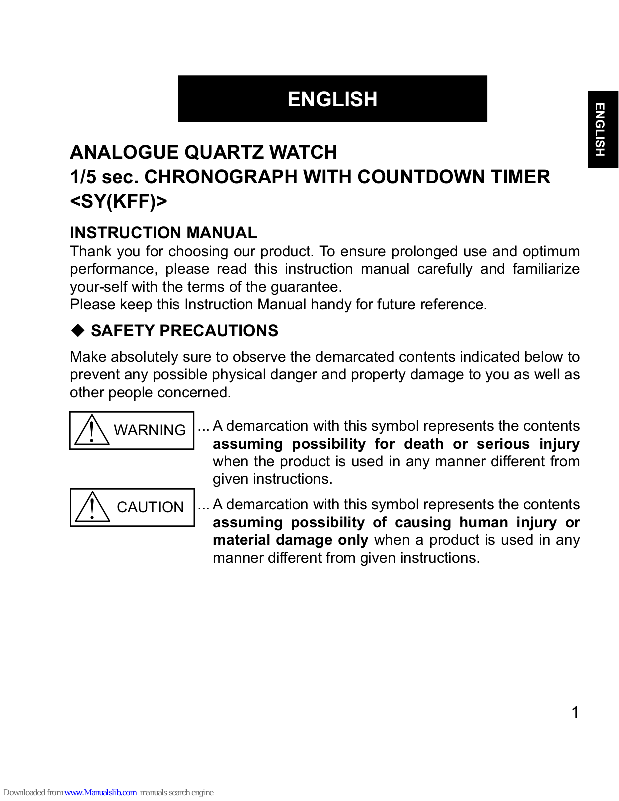 Orient SY(KFF) Instruction Manual - ManualMachine.com