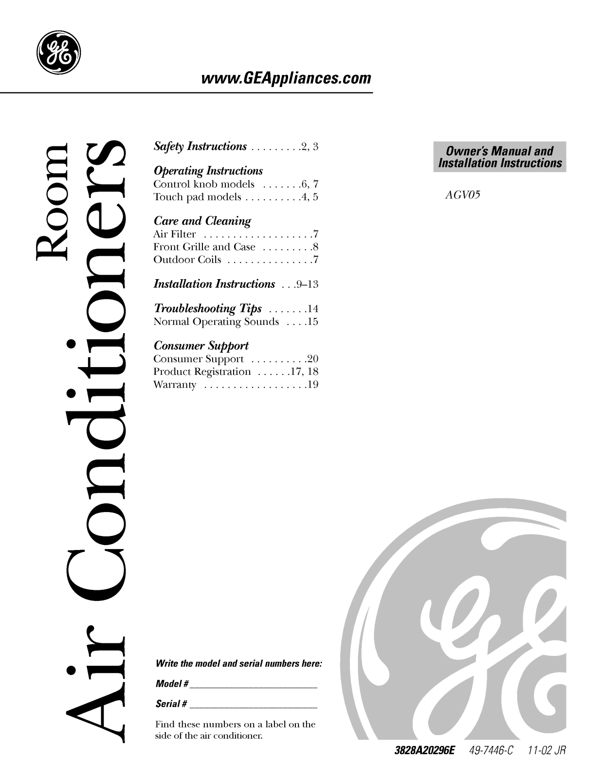 LG AGV05LCG1 User Manual