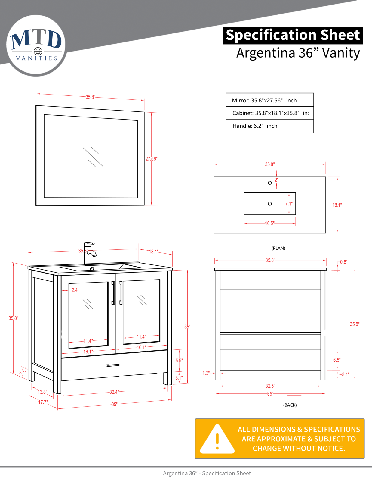 MTD 1036G Specifications