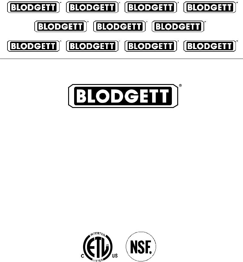 Blodgett XR8-E Installation Manual
