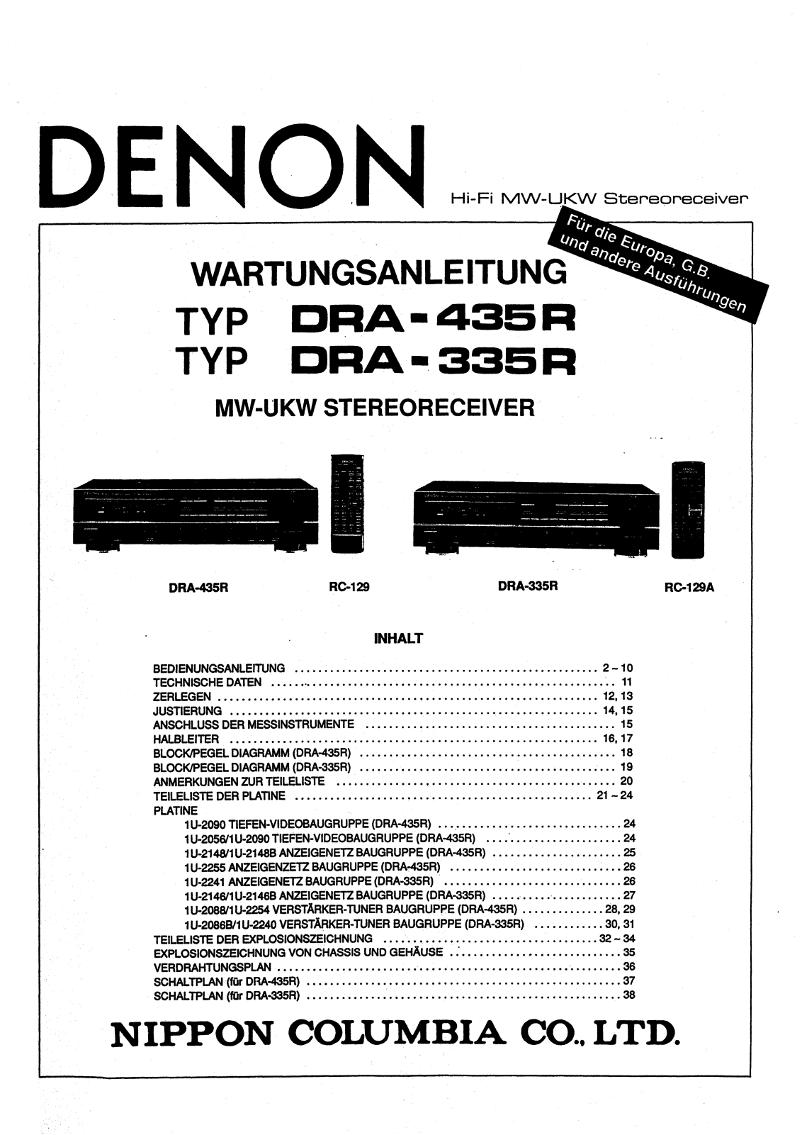 Denon DRA-335R, DRA-435R Service Manual